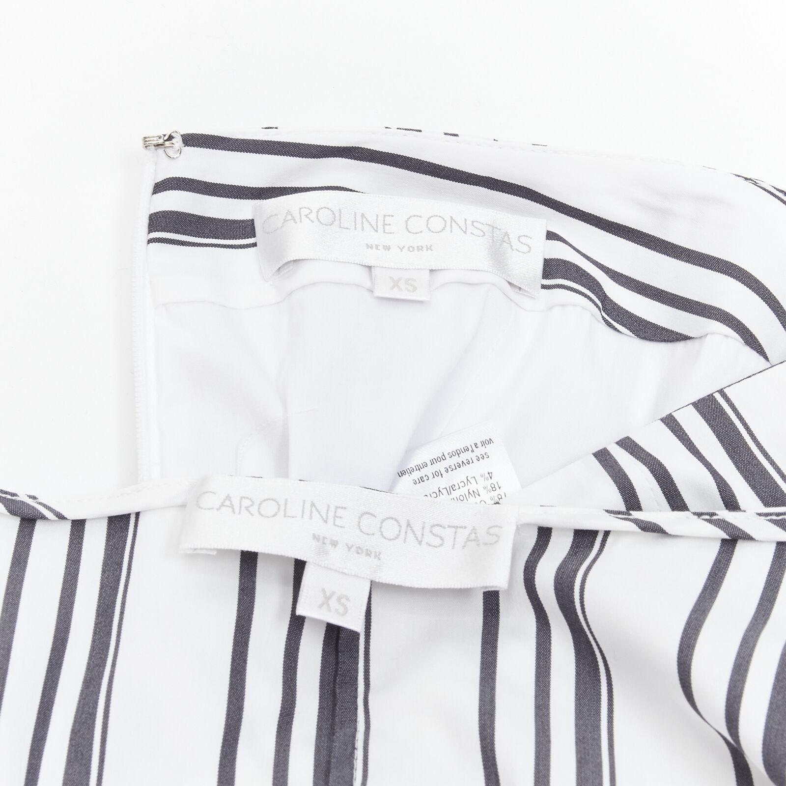CAROLINE CONSTAS black white ruffled stripes wrap top high low skirt set XS For Sale 6