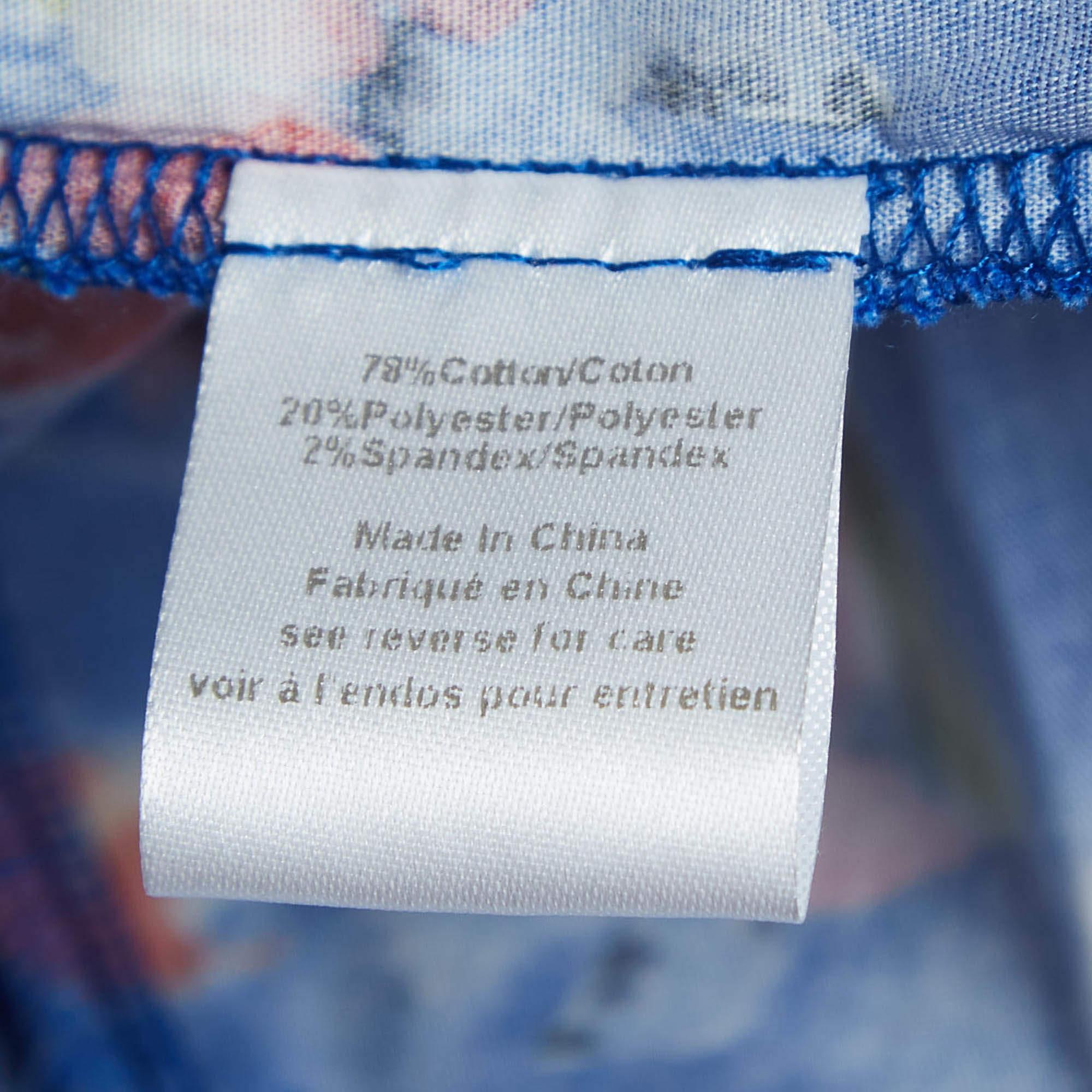 Caroline Constas Blue Printed Cotton Blend Ruffled Mini Dress M For Sale 1