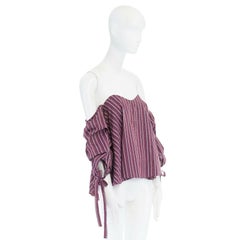 CAROLINE CONSTAS Gabriella purple ethnic jacquard off shoulder bustier top XS