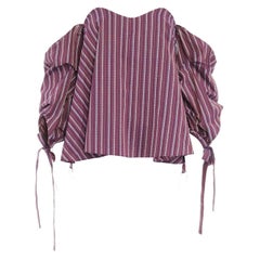 CAROLINE CONSTAS Gabriella purple ethnic jacquard off shoulder bustier top XS
