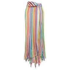 Caroline Constas Lame-trimmed Striped Silk Georgette Skirt L