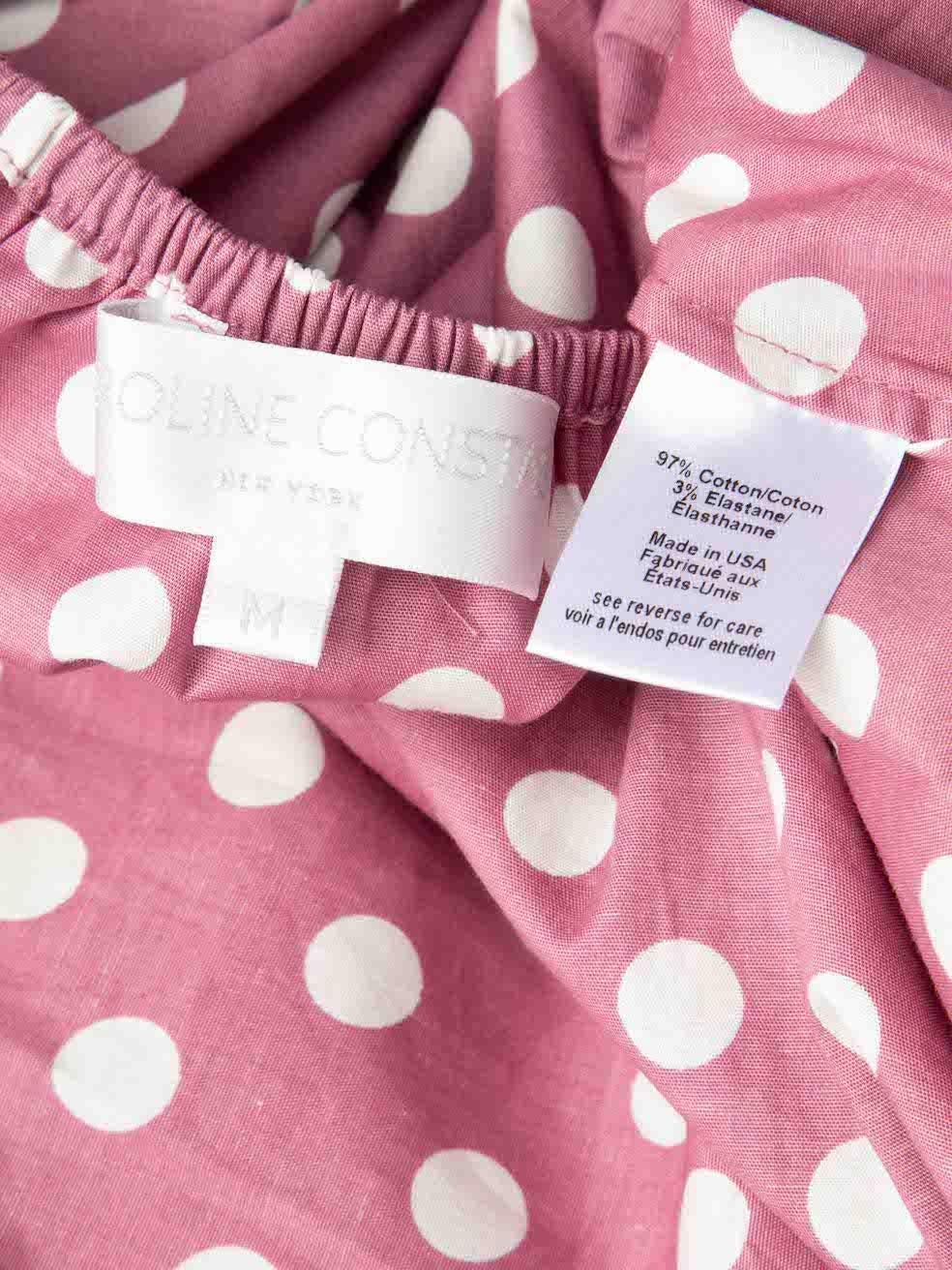 Caroline Constas Mauve Polkadot Kleid mit Puffärmeln Größe M im Zustand „Hervorragend“ im Angebot in London, GB