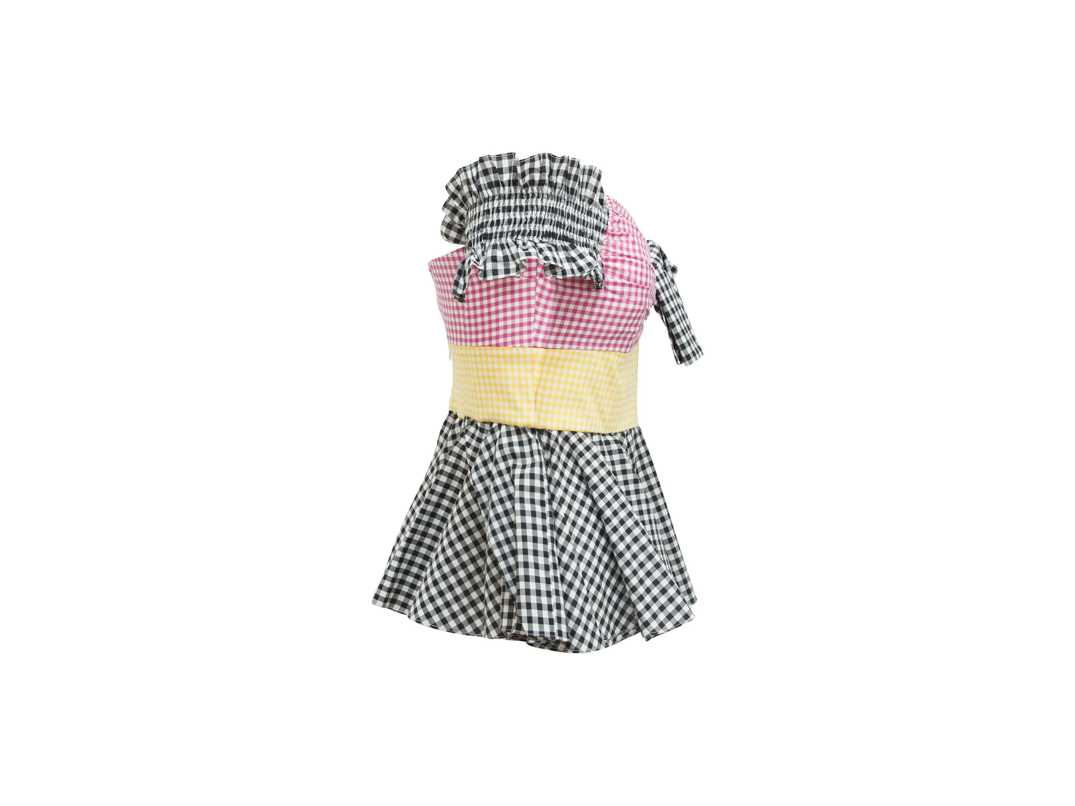 Gray Caroline Constas Multicolor Gingham Blouse