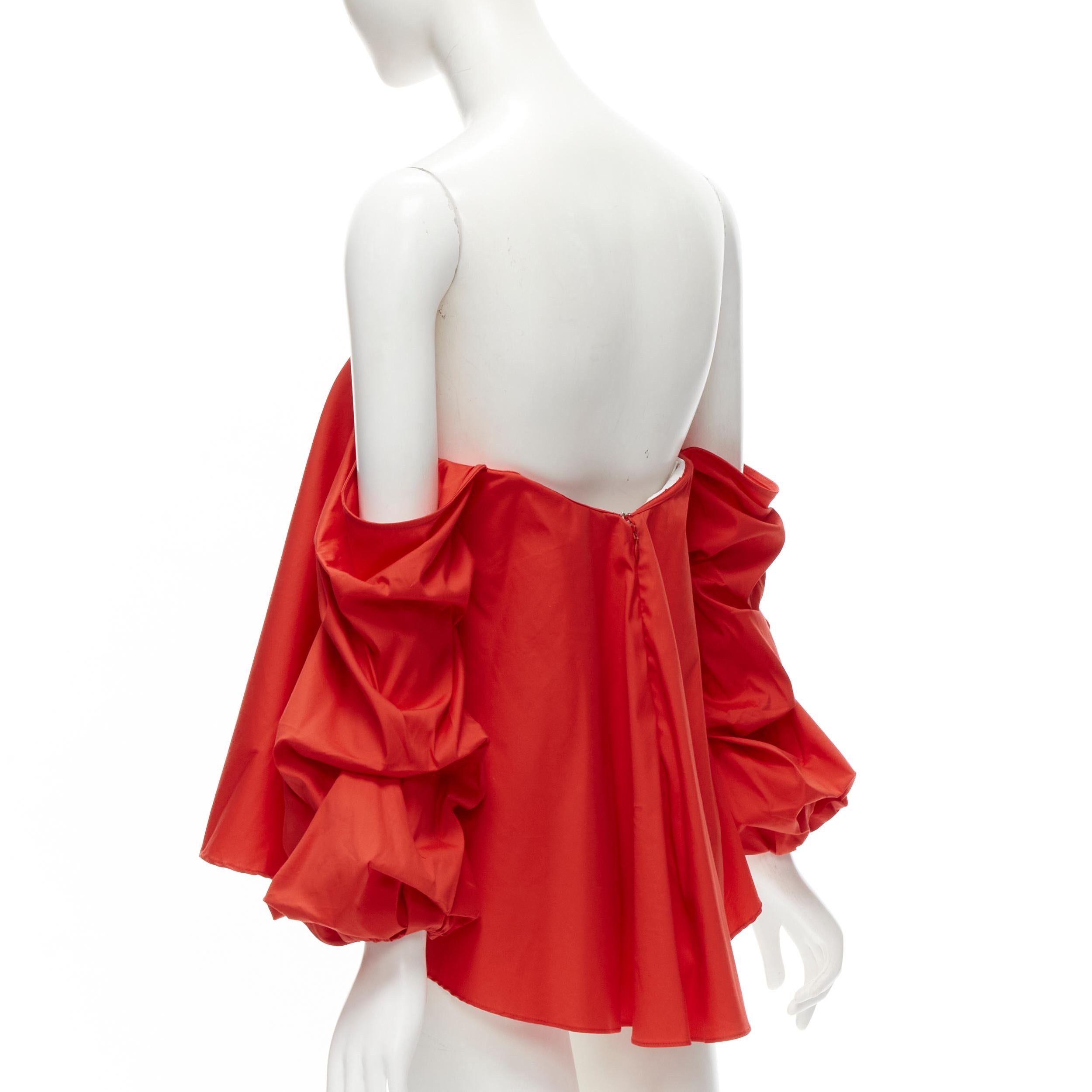 CAROLINE CONSTAS top rosso senza spalline e con maniche a sbuffo, svasato e con corsetto a cuore M. in vendita 1