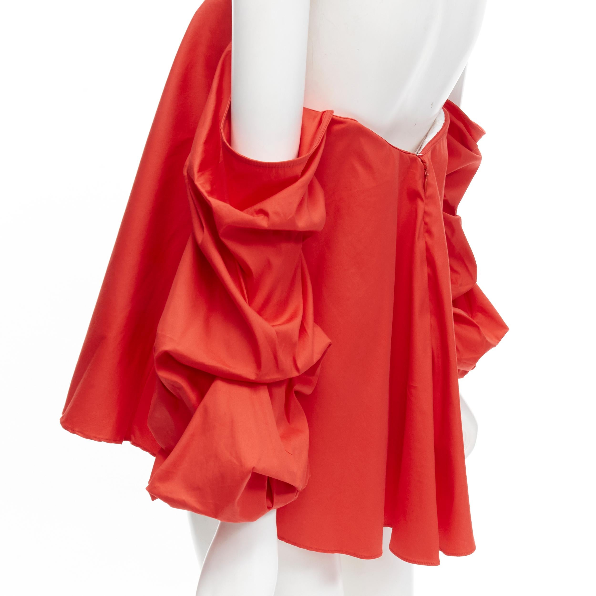 CAROLINE CONSTAS top rosso senza spalline e con maniche a sbuffo, svasato e con corsetto a cuore M. in vendita 3