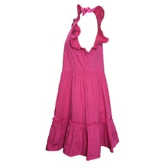 Vestido mini con volantes y capas de Caroline Constas, de algodón rosa