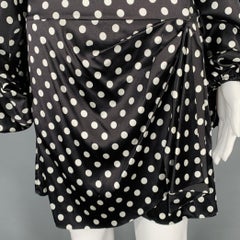 CAROLINE CONSTAS Size S Black White Silk Blend Polka Dot Bell Sleeves Dress