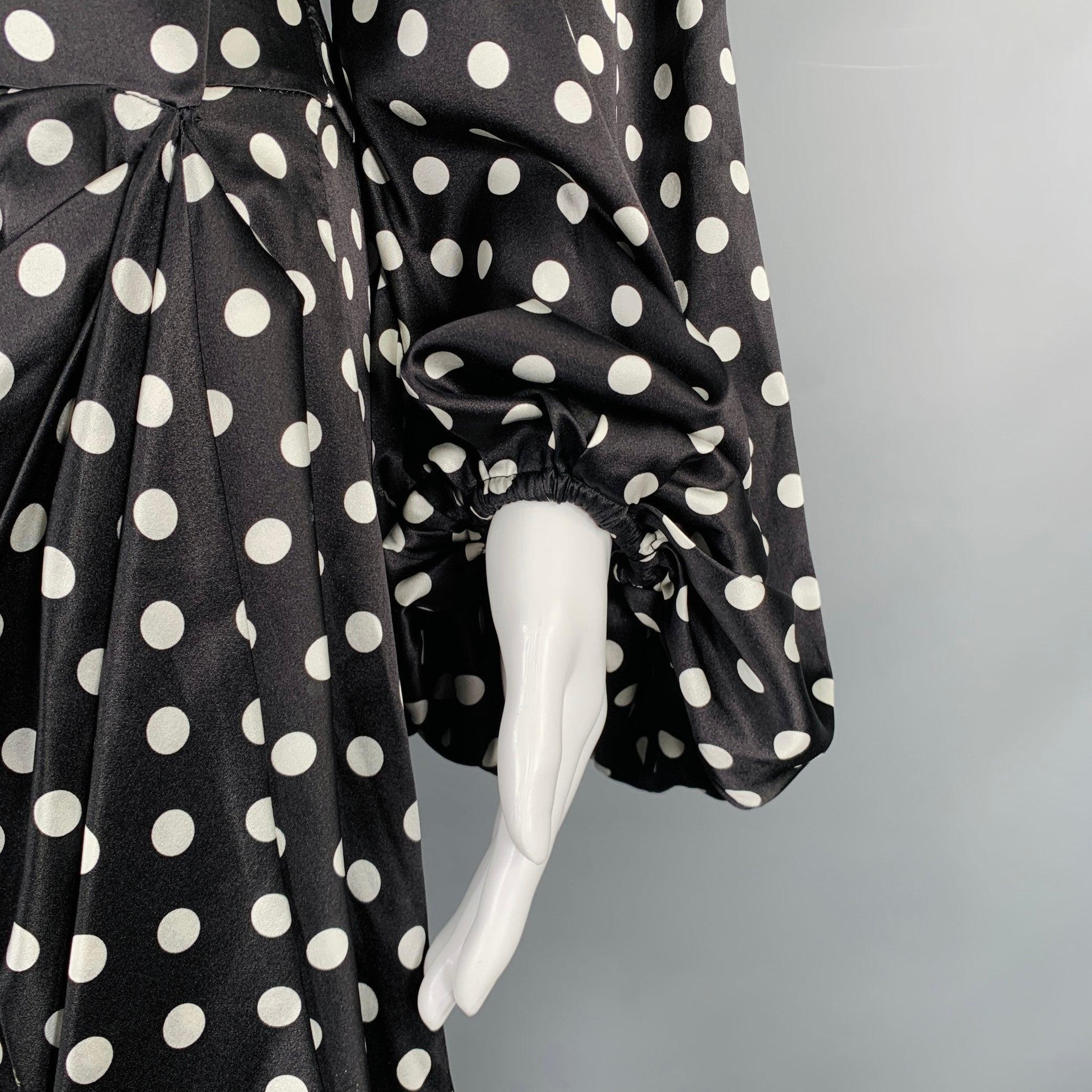 De las mujeres CAROLINE CONSTAS Talla S Negro Blanco Mezcla de Seda Vestido de Manga Acampanada de Lunares en venta