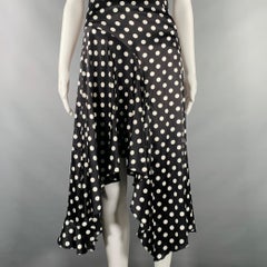 CAROLINE CONSTAS Size XS Black White Silk Blend Polka Dot Dress