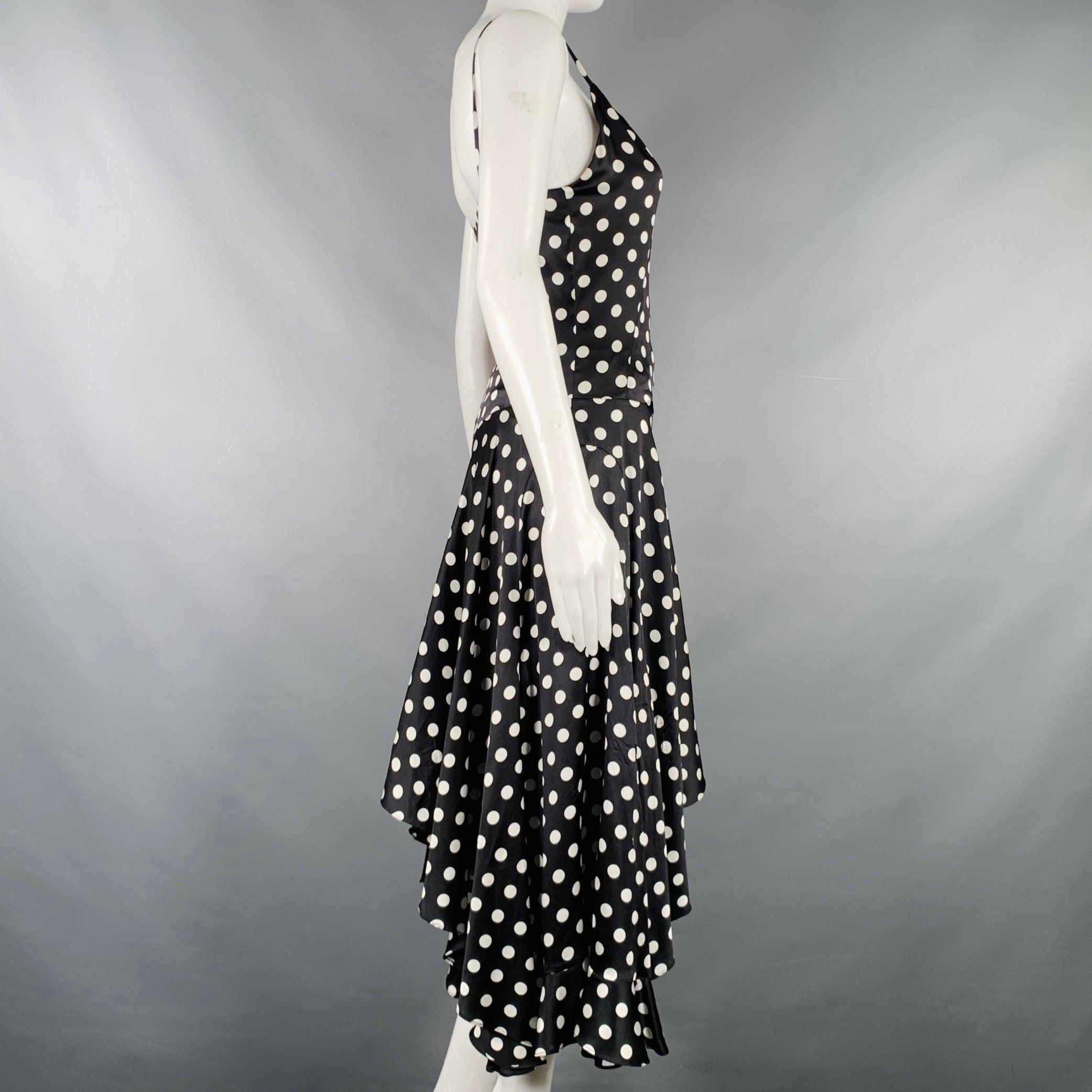 De las mujeres CAROLINE CONSTAS Talla XS Negro Blanco Mezcla de Seda Vestido de Lunares en venta