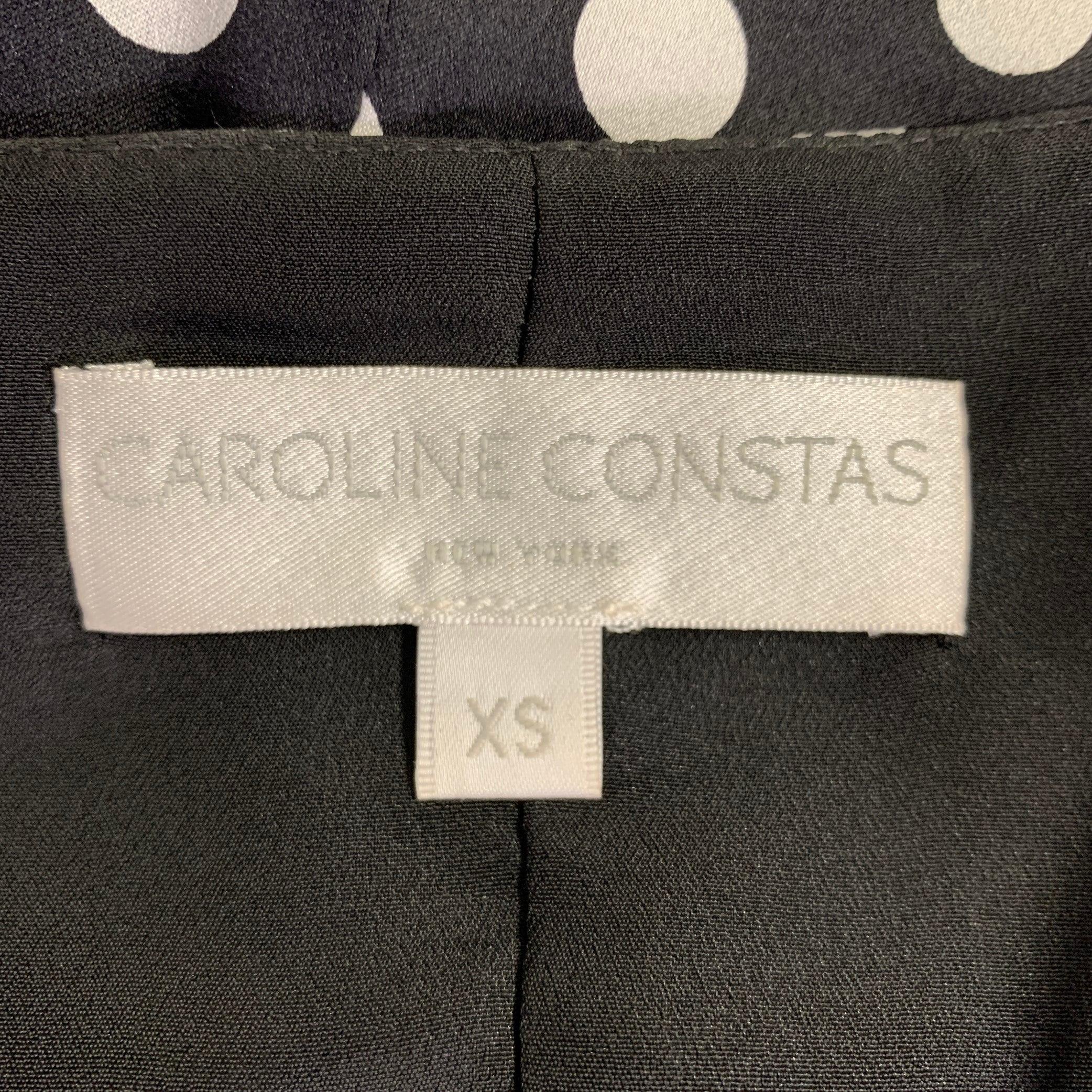 CAROLINE CONSTAS Size XS Black White Silk Blend Polka Dot Dress For Sale 2