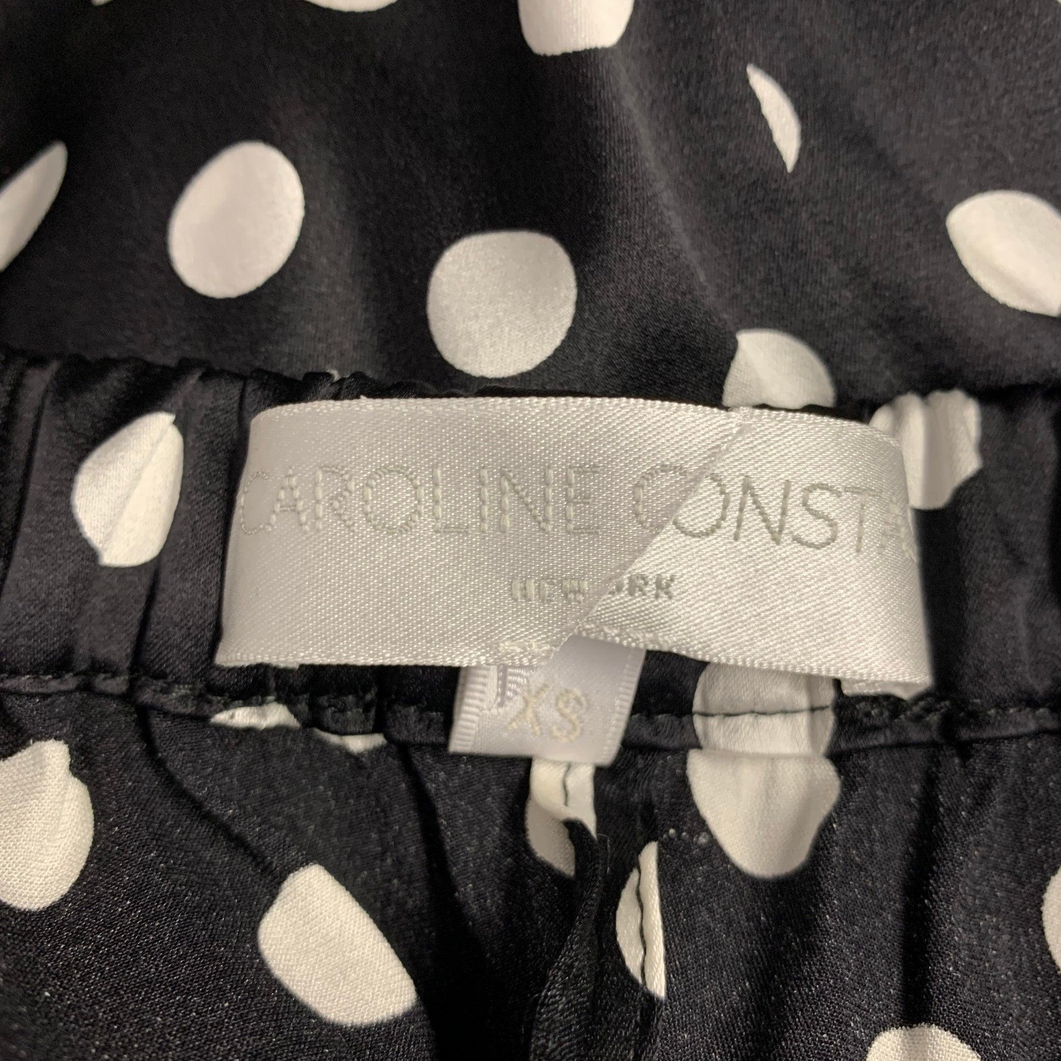 CAROLINE CONSTAS Talla XS Negro Blanco Mezcla de Seda Vestido de Manga Larga de Lunares en venta 3