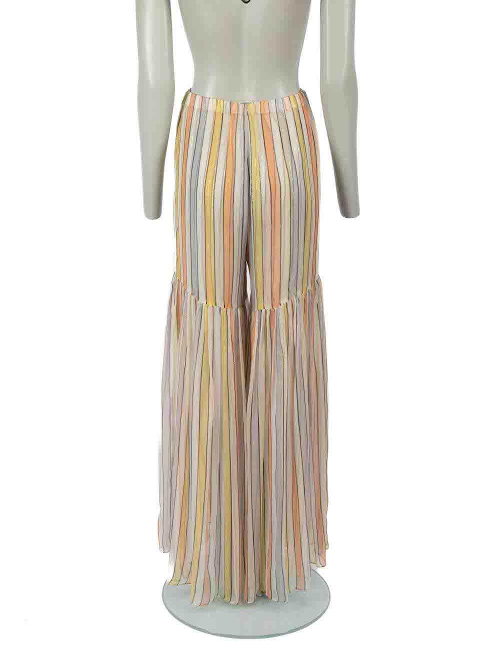 Caroline Constas Stripe Sheer Tiered Trousers Size S In Good Condition For Sale In London, GB