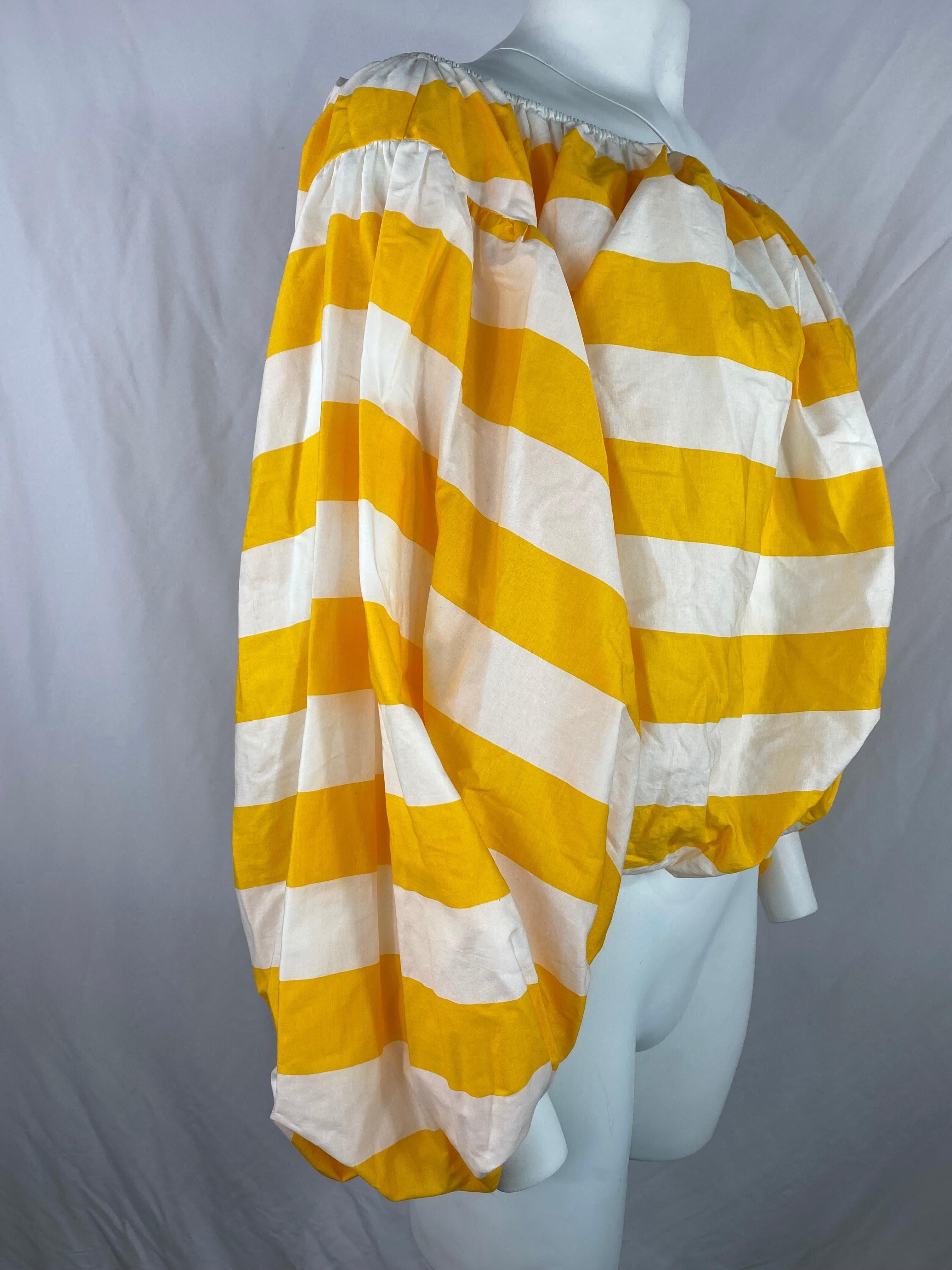 Orange Caroline Constas White and Yellow Andros Blouse Top, Size M