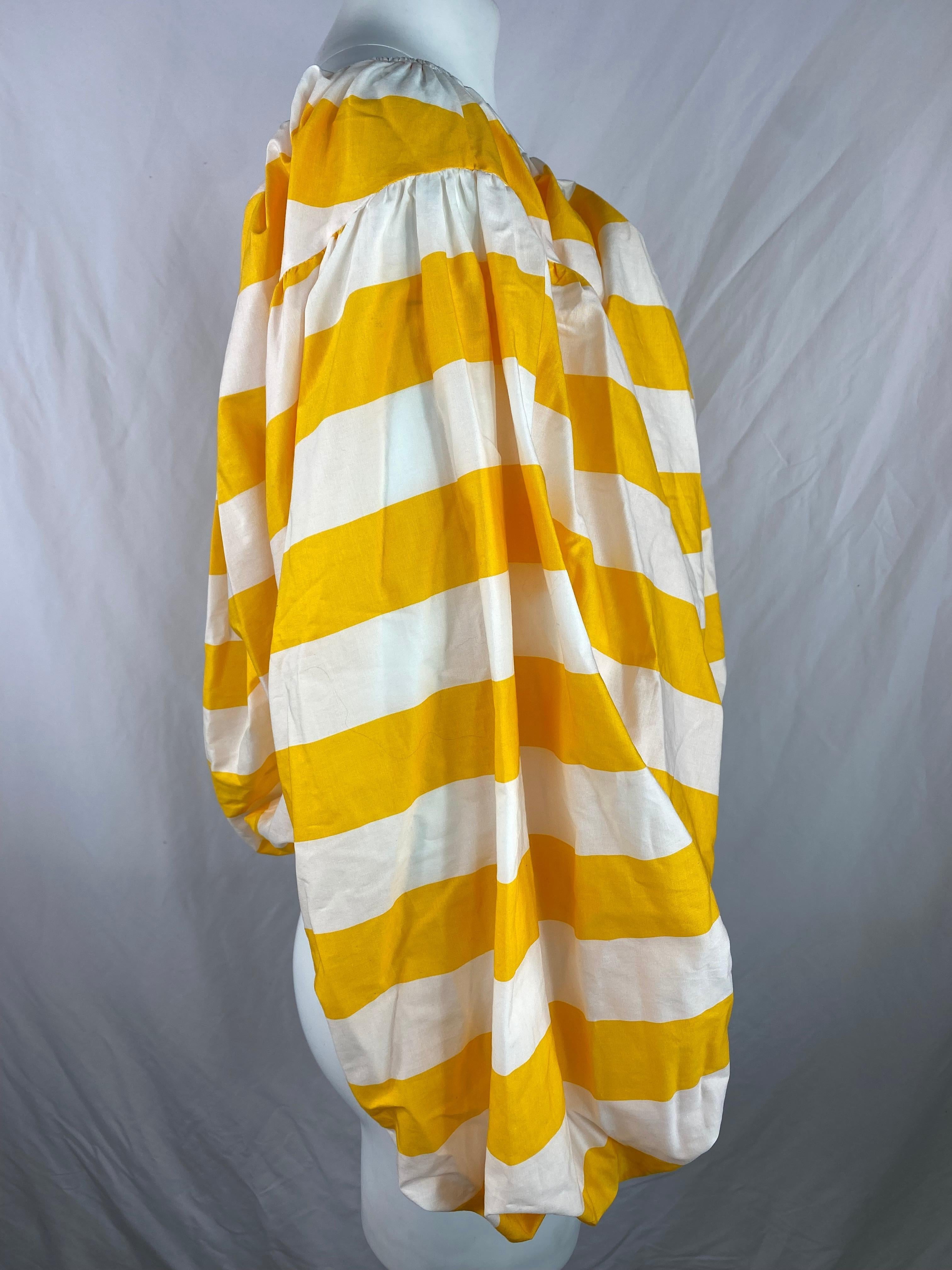 Caroline Constas White and Yellow Andros Blouse Top, Size M In New Condition In Beverly Hills, CA