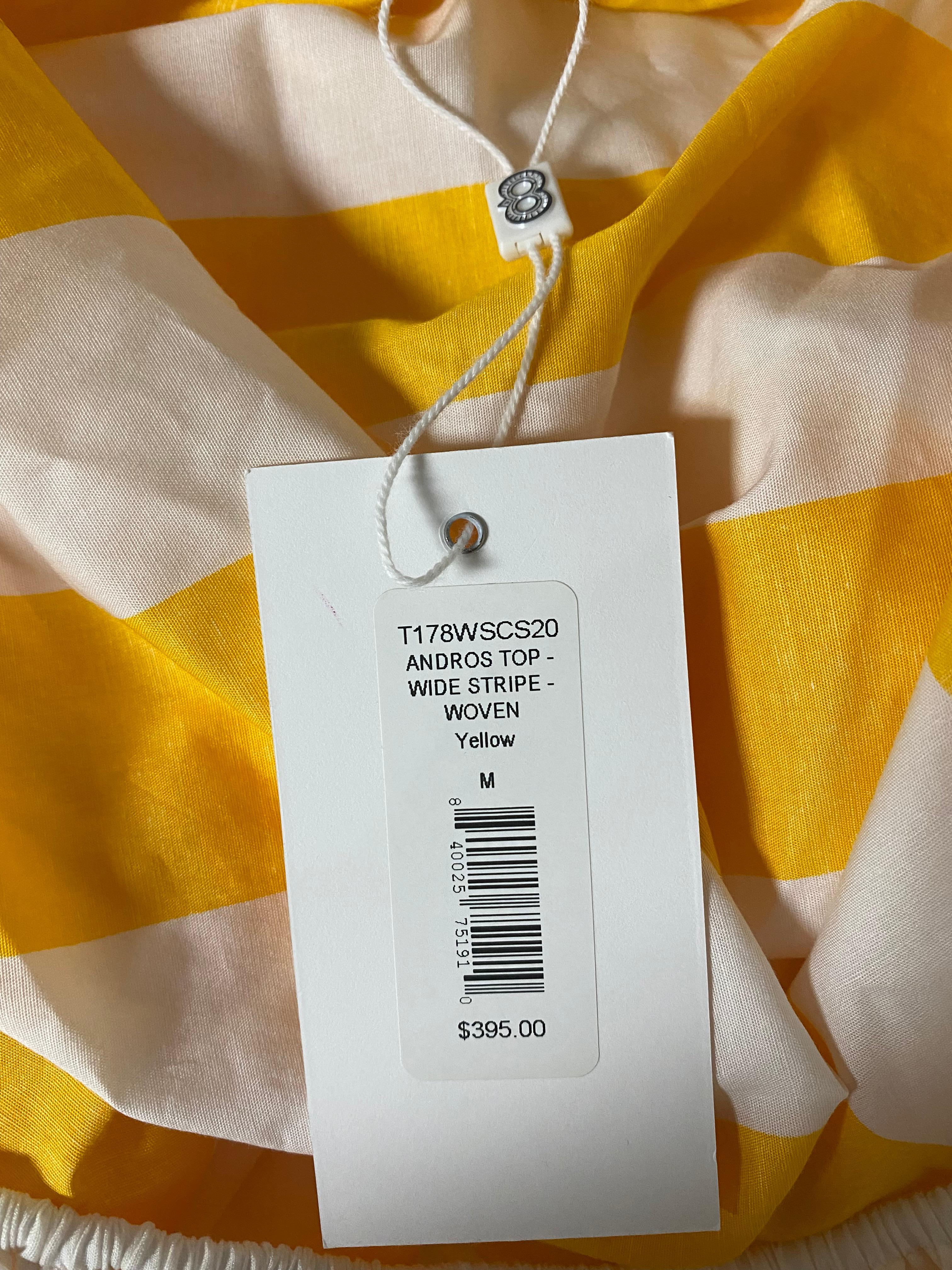 Caroline Constas White and Yellow Andros Blouse Top, Size M 1