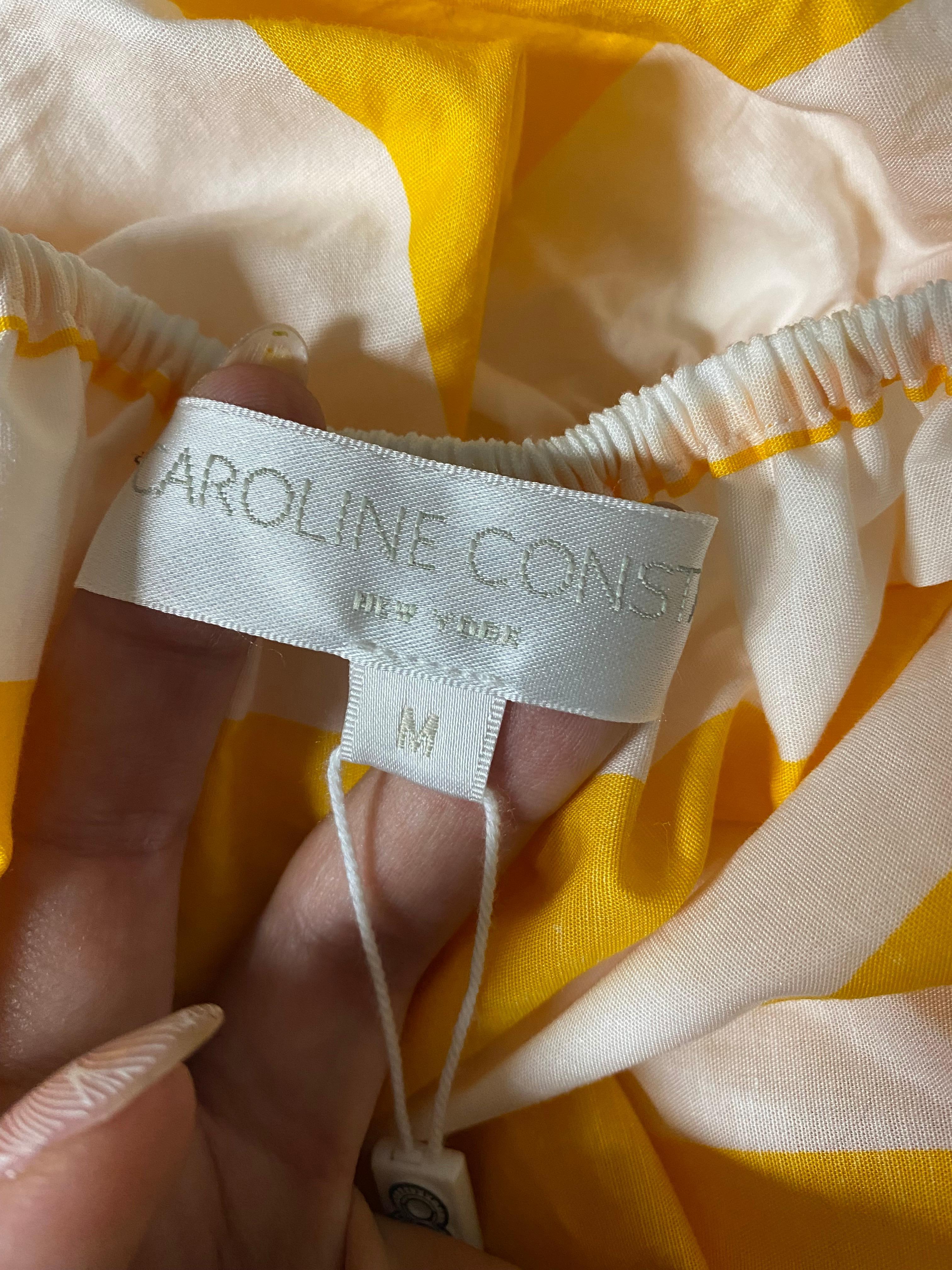 Caroline Constas White and Yellow Andros Blouse Top, Size M 2