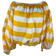 Caroline Constas White and Yellow Andros Blouse Top, Size M