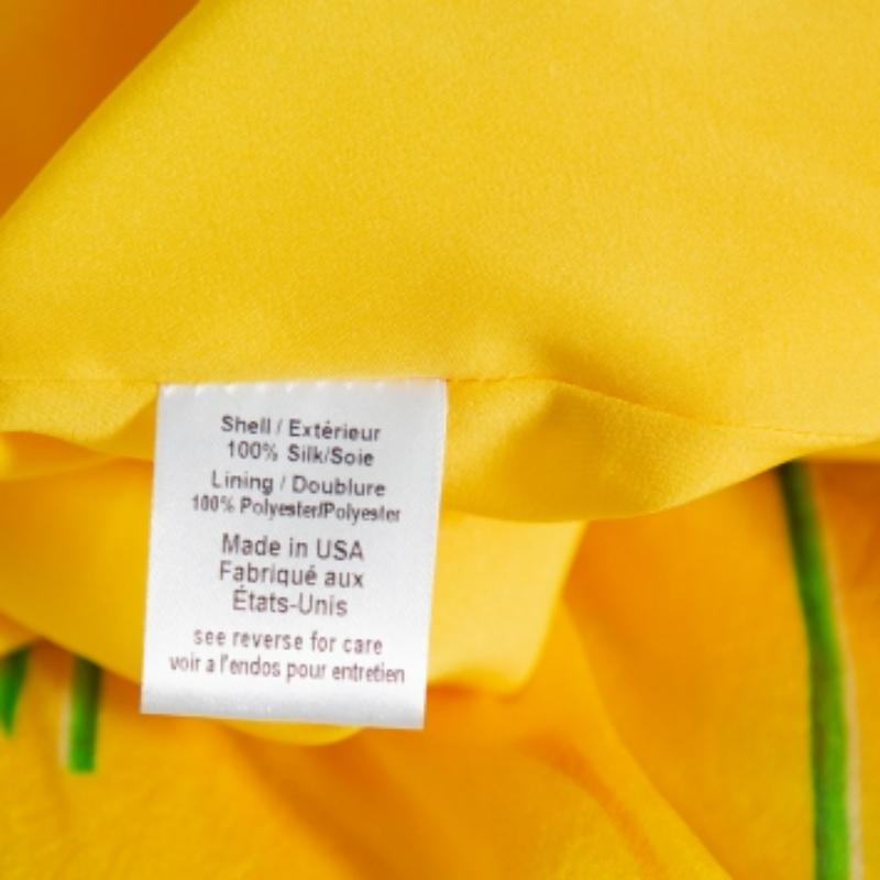 Caroline Constas Yellow Printed Silk Ruffled Asymmetric Hem Adelle Midi Skirt M For Sale 5