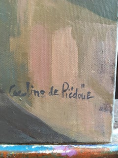 Villaggio francese, Paesaggio impressionista, Pittura a olio, Firmato