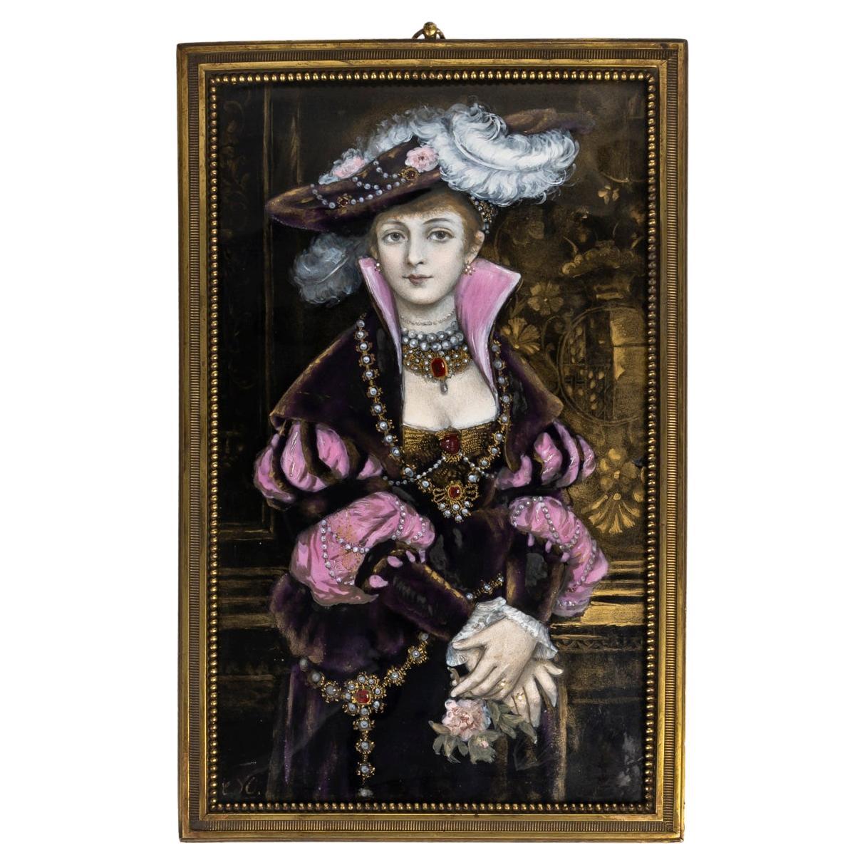 Caroline Doüezy D'Ollendon (1831-1908 circa), Una placca di smalto francese di Limoges del 1880 circa