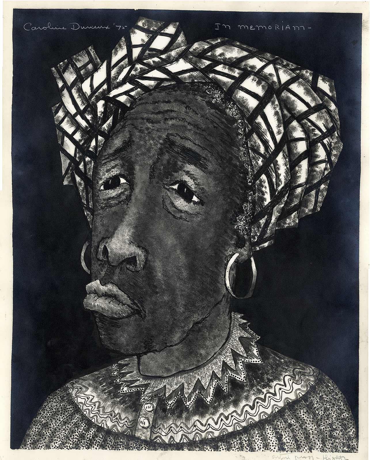 In Memoriam (Loving portrait of the artist's nanny near turn of 20th Century) - Black Portrait Print by Caroline Durieux