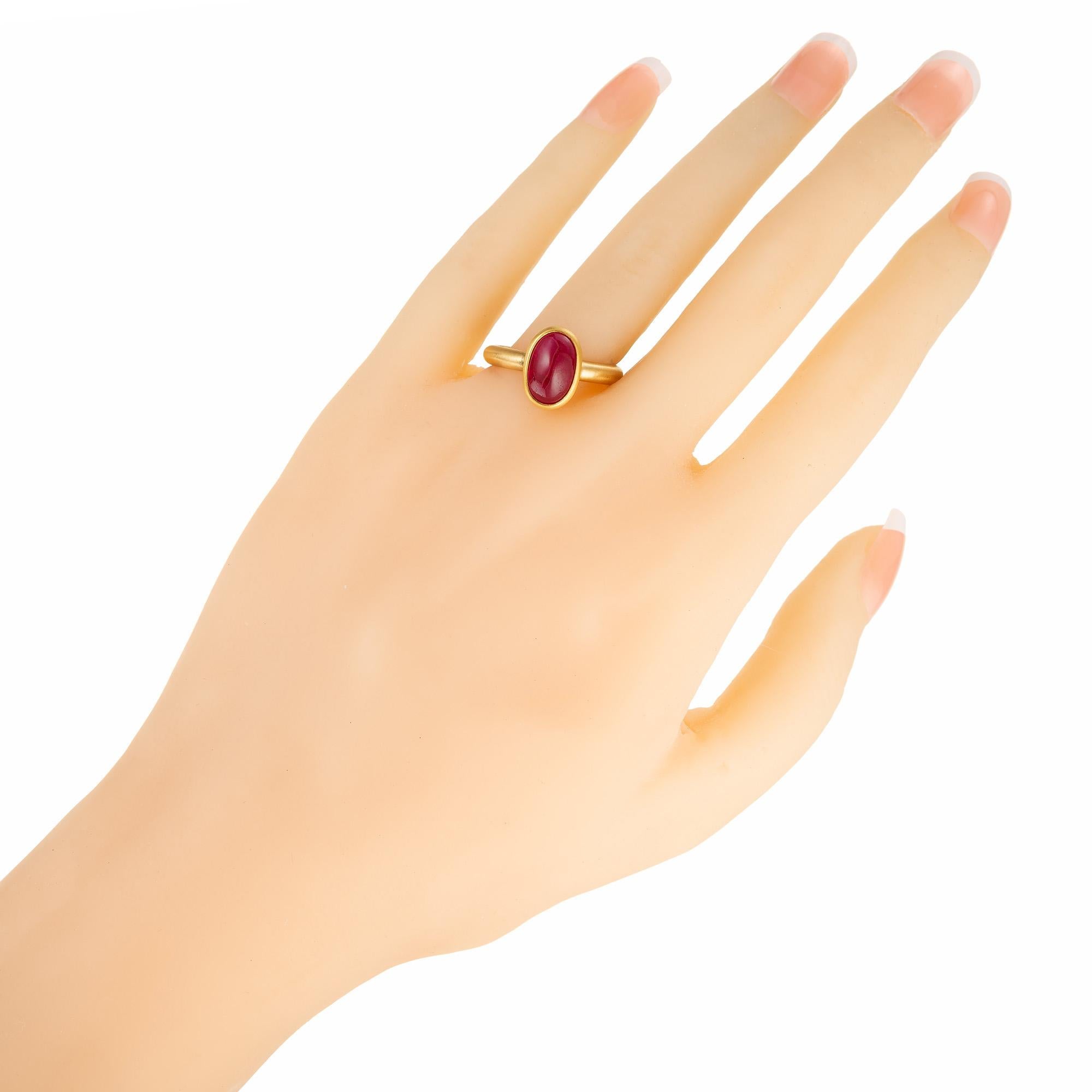Caroline Ellen 2.90 Carat Ruby Yellow Gold Engagement Ring In Good Condition In Stamford, CT