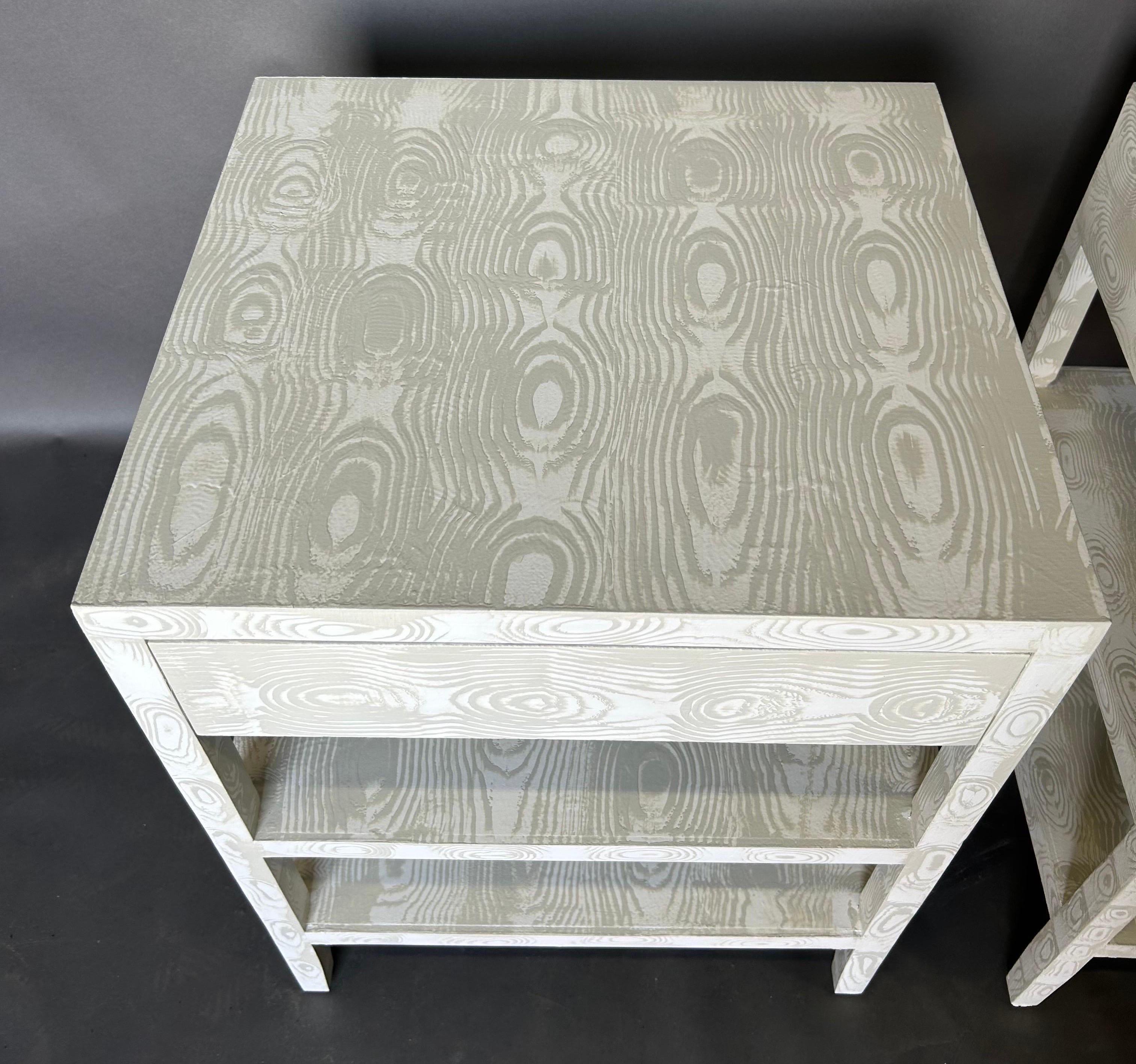 Caroline End Table with Drawer in Edgecomb Gray Faux Bois by The Fabulous Things For Sale 4