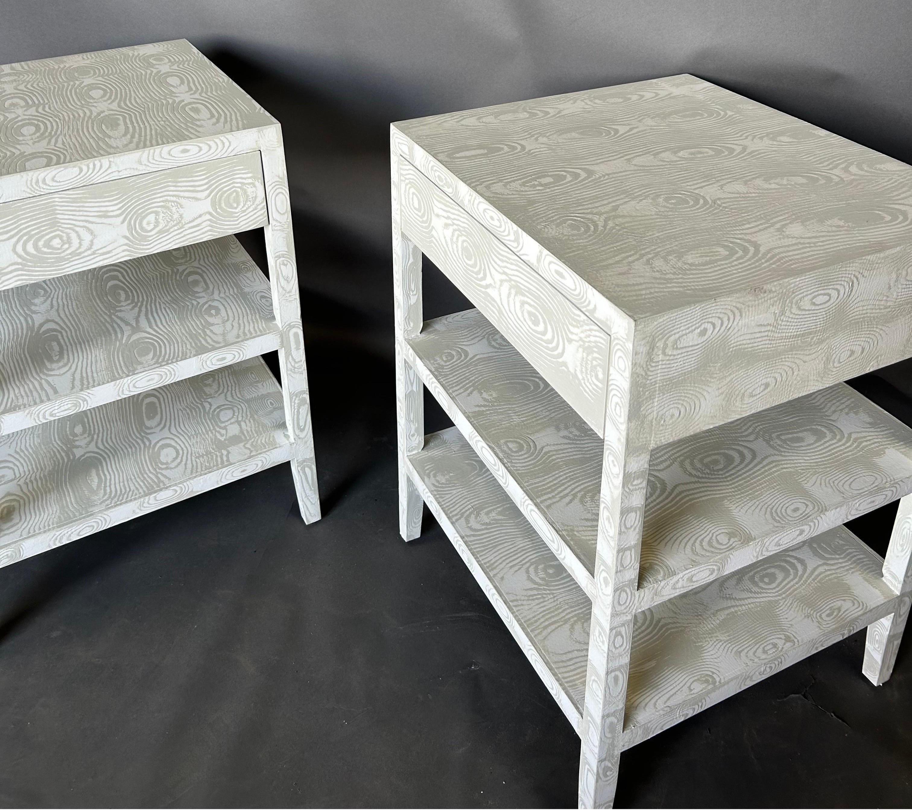 Caroline End Table with Drawer in Edgecomb Gray Faux Bois by The Fabulous Things For Sale 6