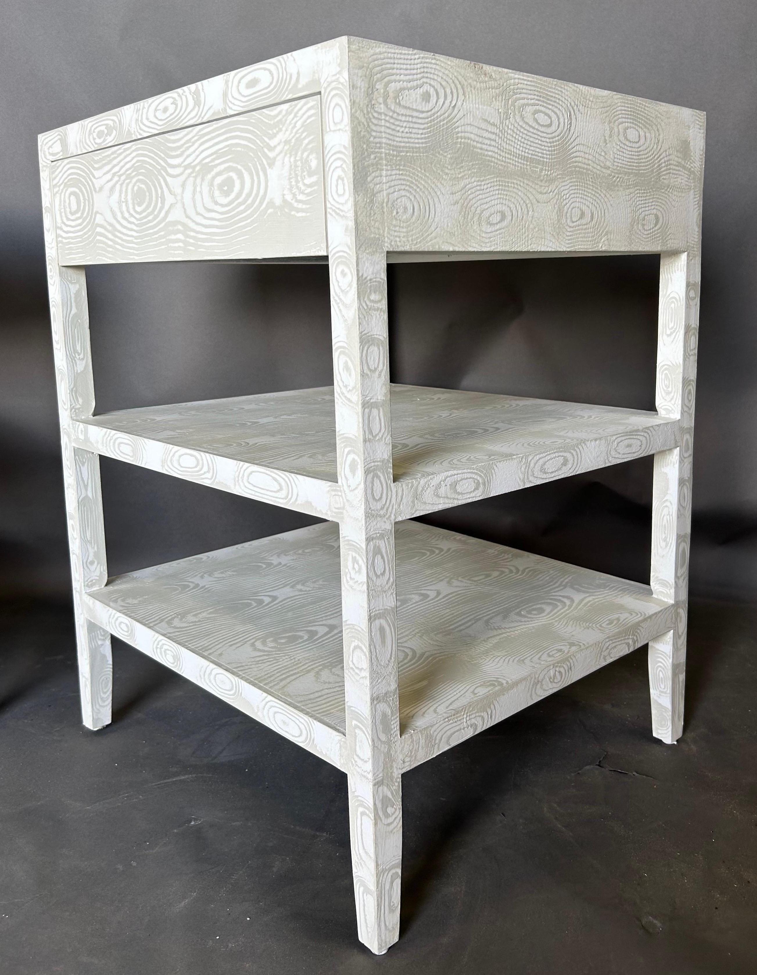Caroline End Table with Drawer in Edgecomb Gray Faux Bois by The Fabulous Things For Sale 7