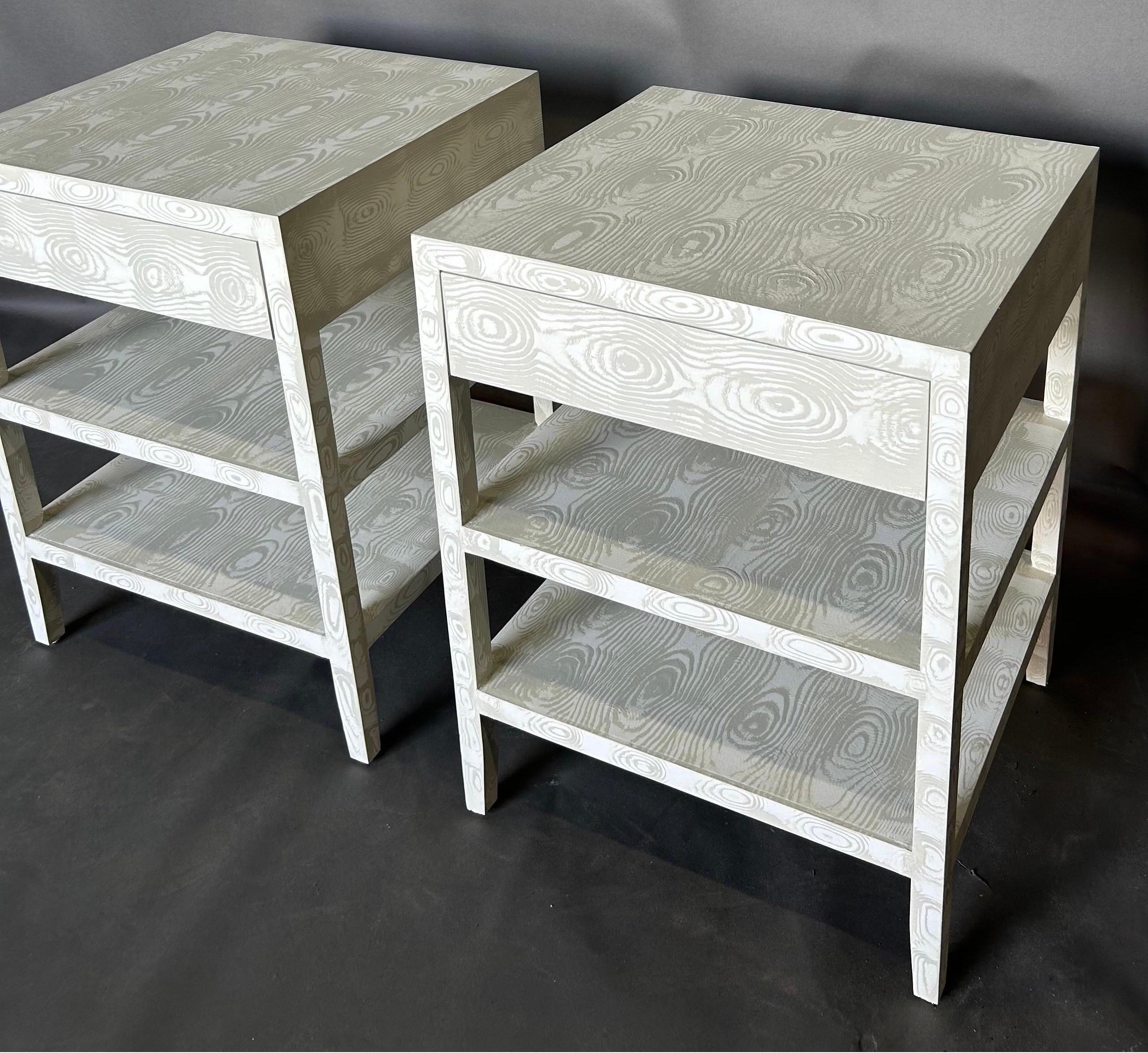 Caroline End Table with Drawer in Edgecomb Gray Faux Bois by The Fabulous Things For Sale 1