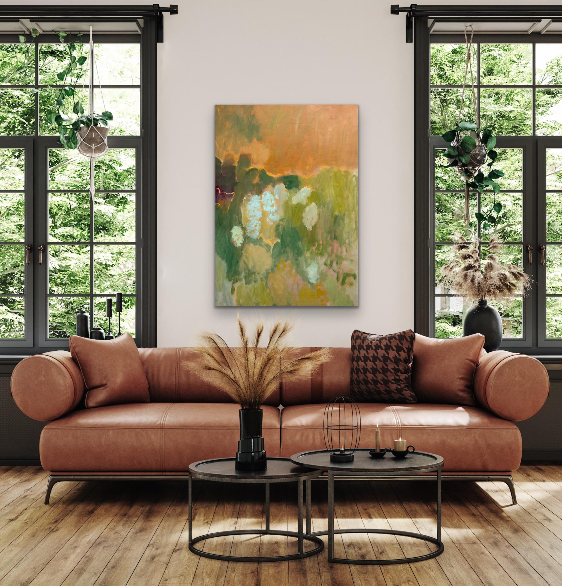 Antirhinums y flores silvestres, Pintura original, Arte abstracto del paisaje - Painting Contemporáneo de Caroline Hall
