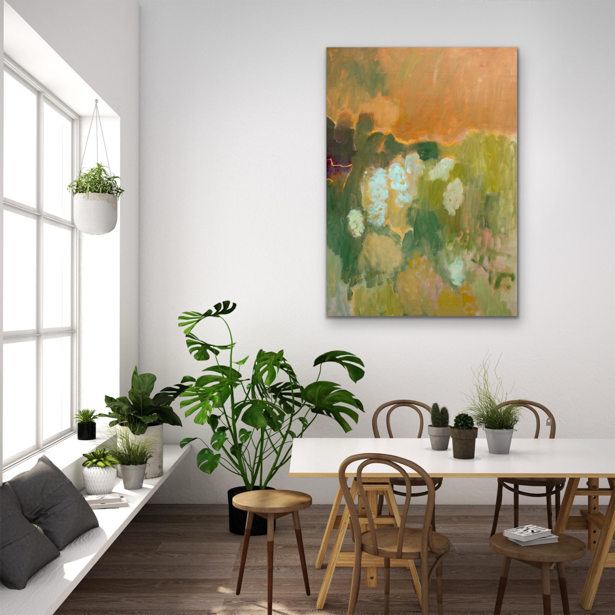Antirhinums y flores silvestres, Pintura original, Arte abstracto del paisaje en venta 1