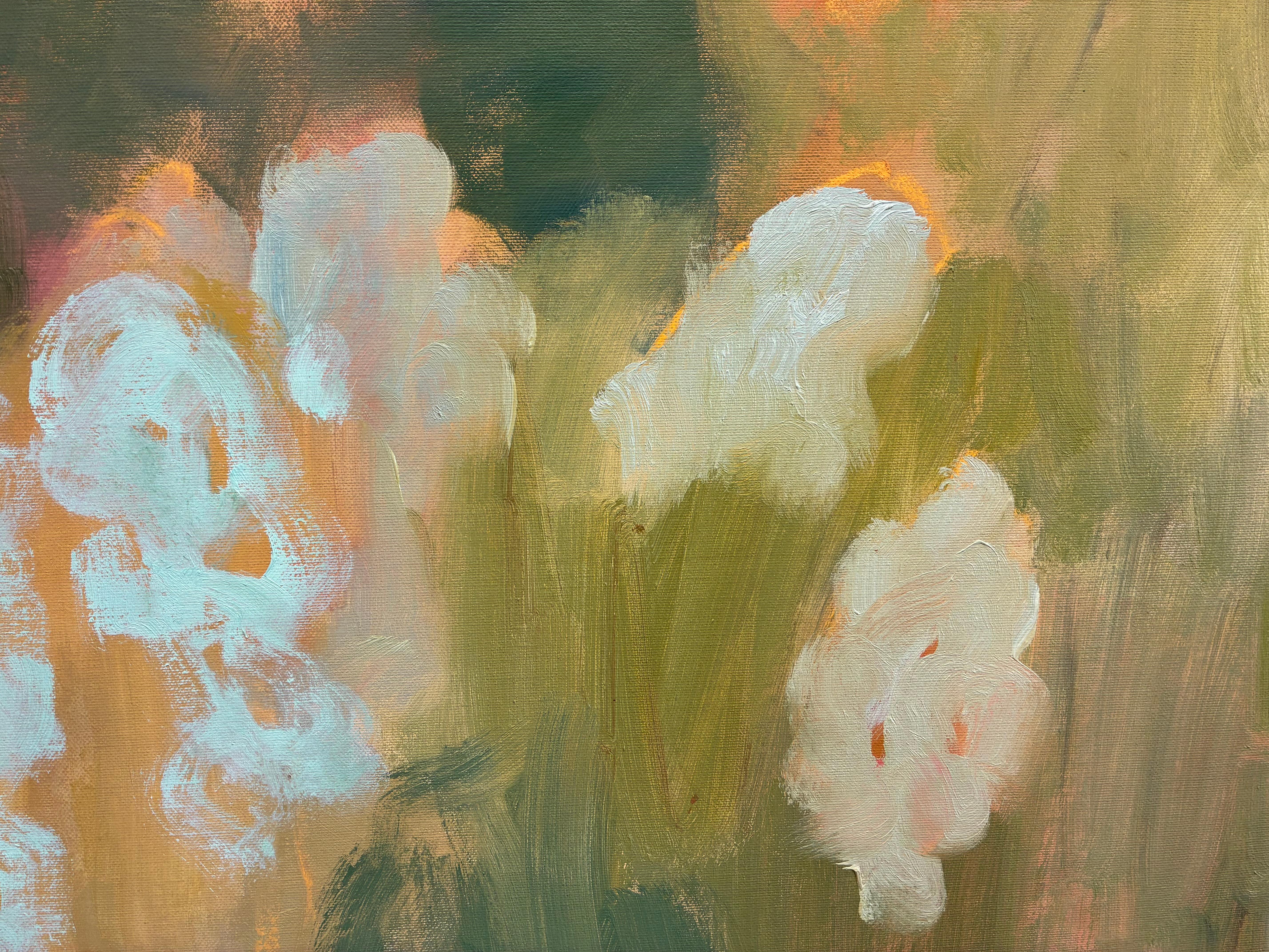 Antirhinums y flores silvestres, Pintura original, Arte abstracto del paisaje en venta 3
