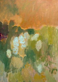 Antirhinums y flores silvestres, Pintura original, Arte abstracto del paisaje