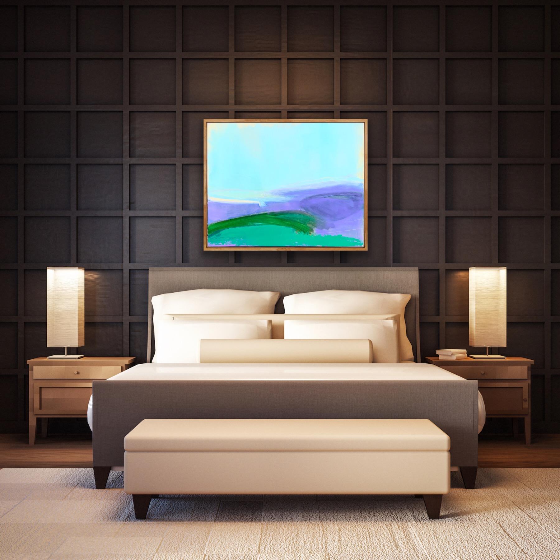 Grano di primavera, Hampshire, Quadro originale, Blu, Moderno, Paesaggio marino, Arte astratta 5
