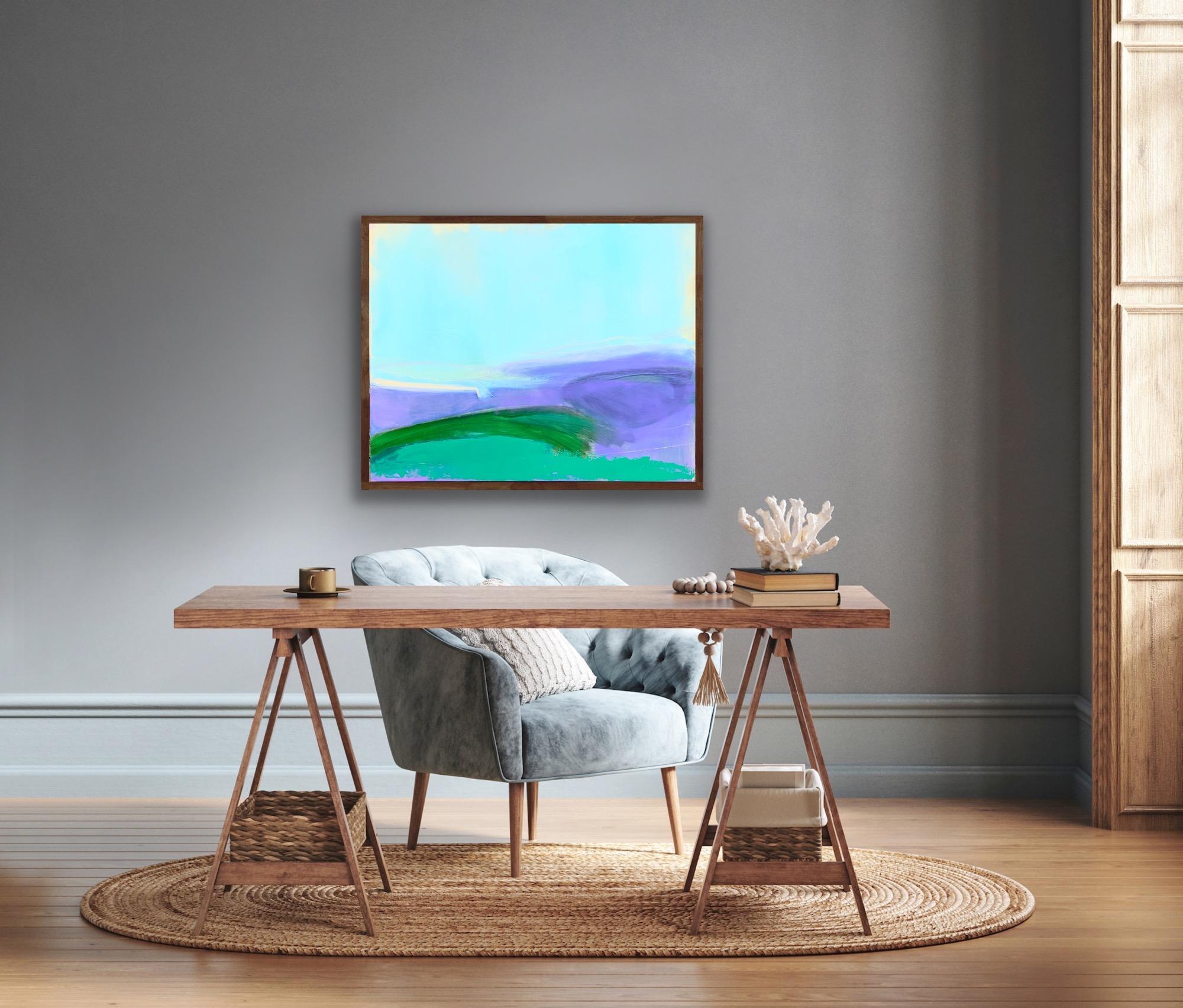 Spring Wheat, Hampshire, Original painting, Blue, Modern, Skyscape, Abstract art For Sale 8