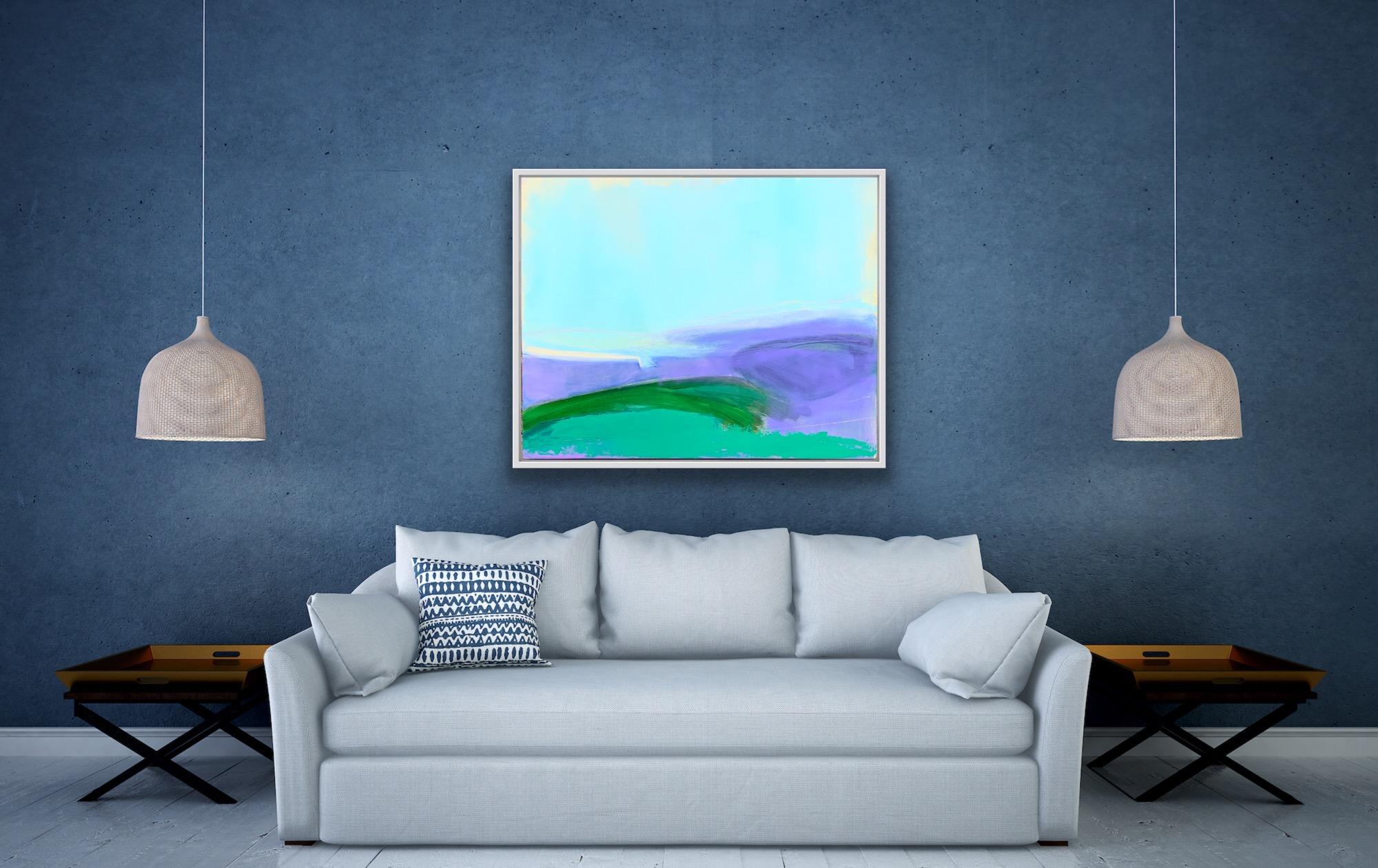Grano di primavera, Hampshire, Quadro originale, Blu, Moderno, Paesaggio marino, Arte astratta - Painting di Caroline Hall