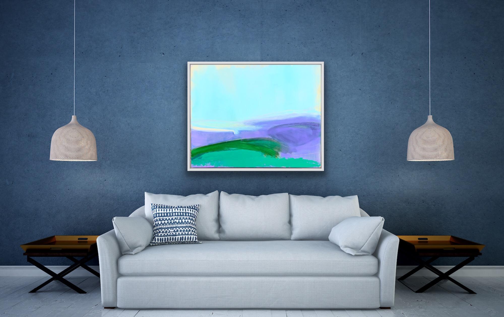 Spring Wheat, Hampshire, Original painting, Blue, Modern, Skyscape, Abstract art - Painting by Caroline Hall