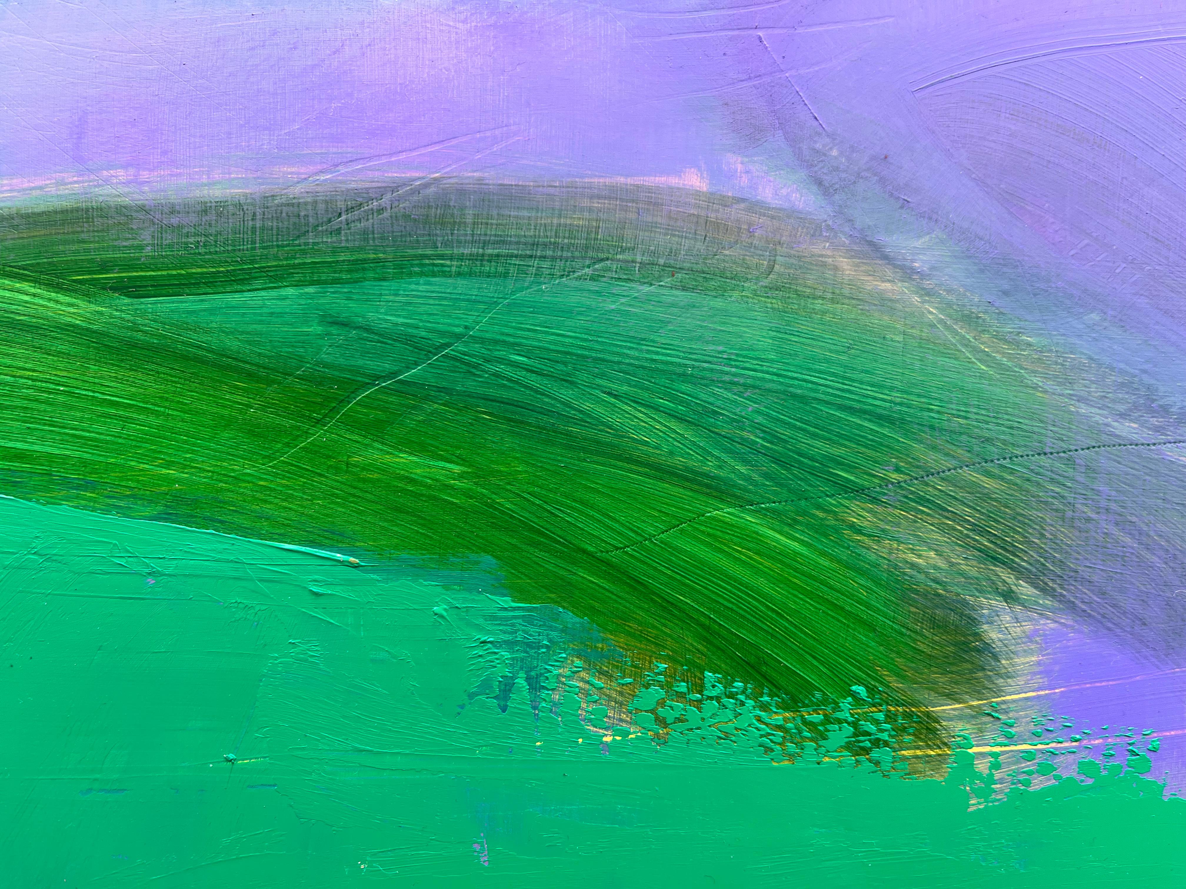 Grano di primavera, Hampshire, Quadro originale, Blu, Moderno, Paesaggio marino, Arte astratta - Abstract Painting Marrone di Caroline Hall