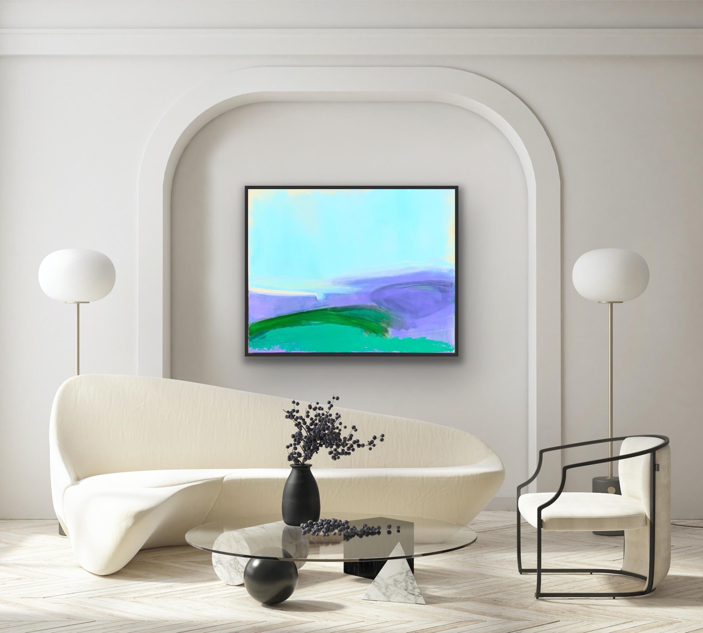 Grano di primavera, Hampshire, Quadro originale, Blu, Moderno, Paesaggio marino, Arte astratta 4