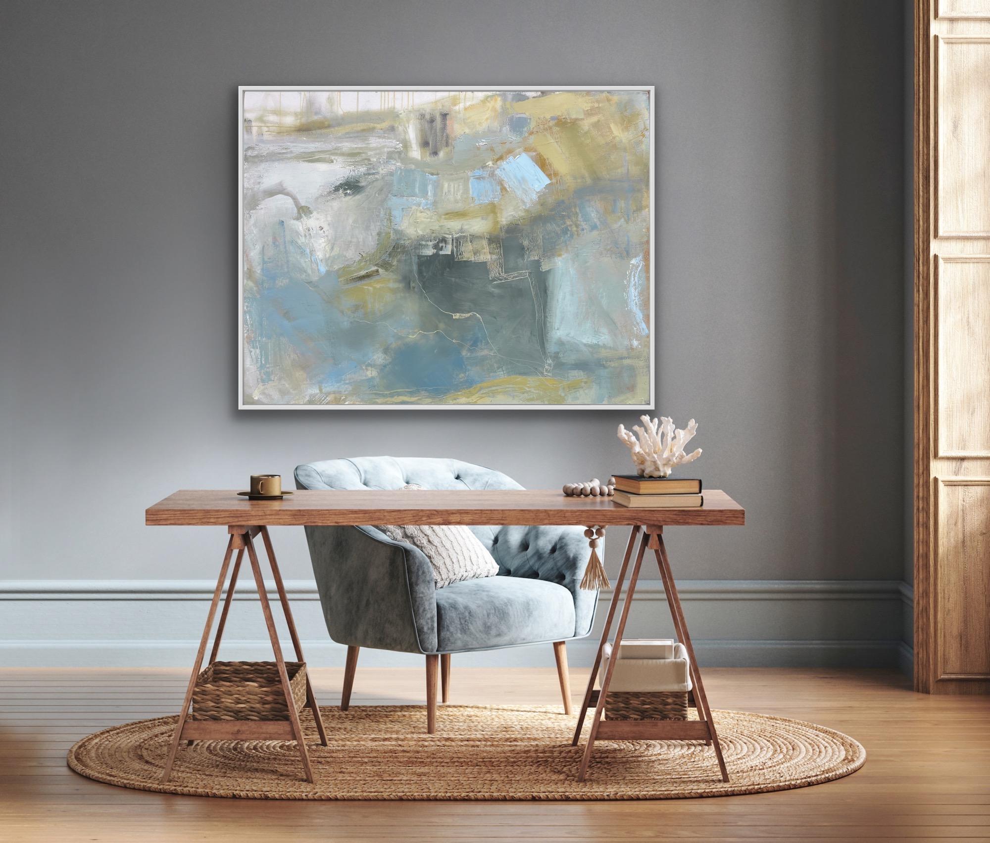 St Ives 8, Cornouailles, peinture originale, art de paysage abstrait, moderne, bleu en vente 5