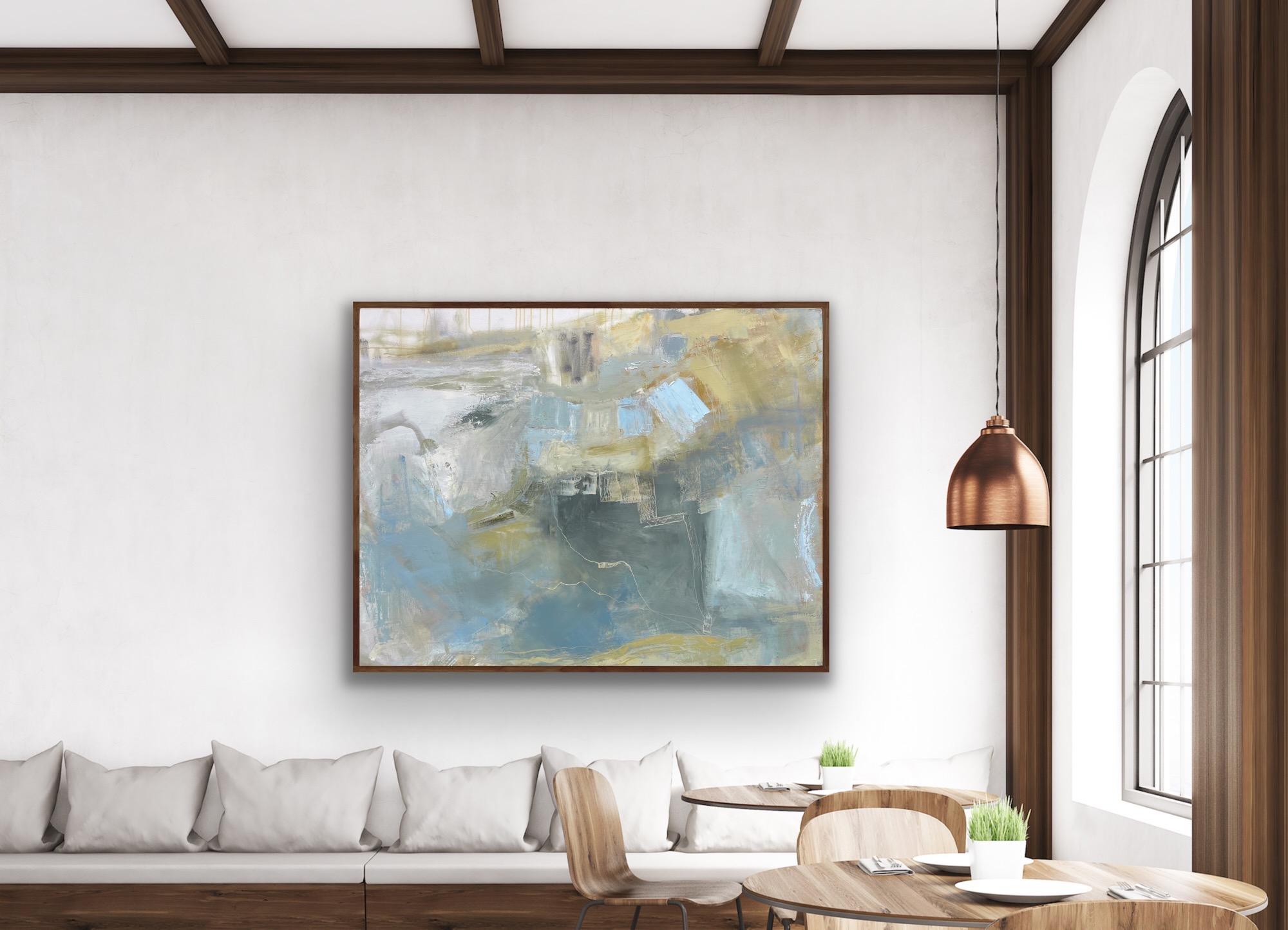 St Ives 8, Cornouailles, peinture originale, art de paysage abstrait, moderne, bleu en vente 1