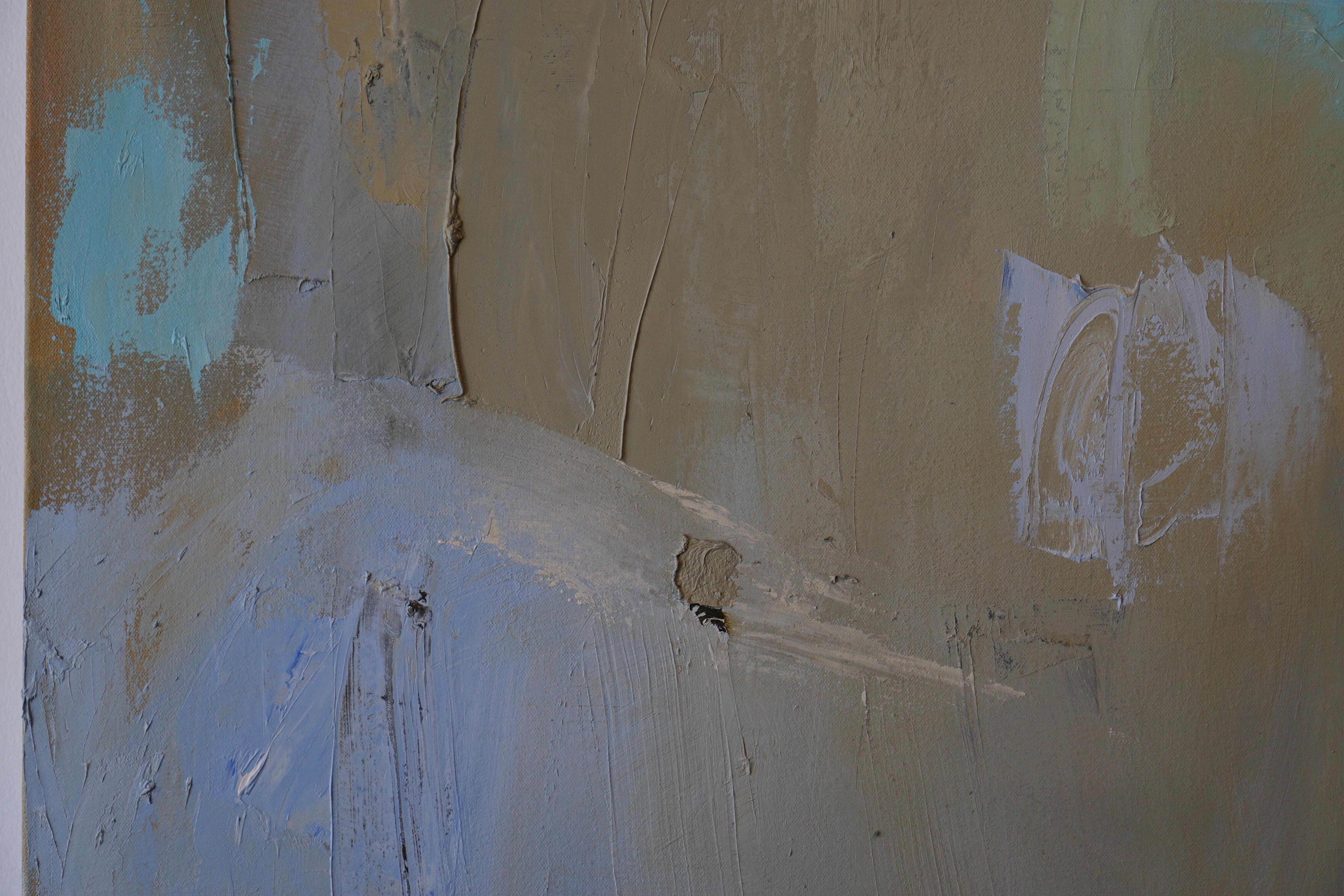 St. Ives, Ravel. Originalgemälde, Abstrakte Landschaftskunst, Moderne, Blau – Painting von Caroline Hall