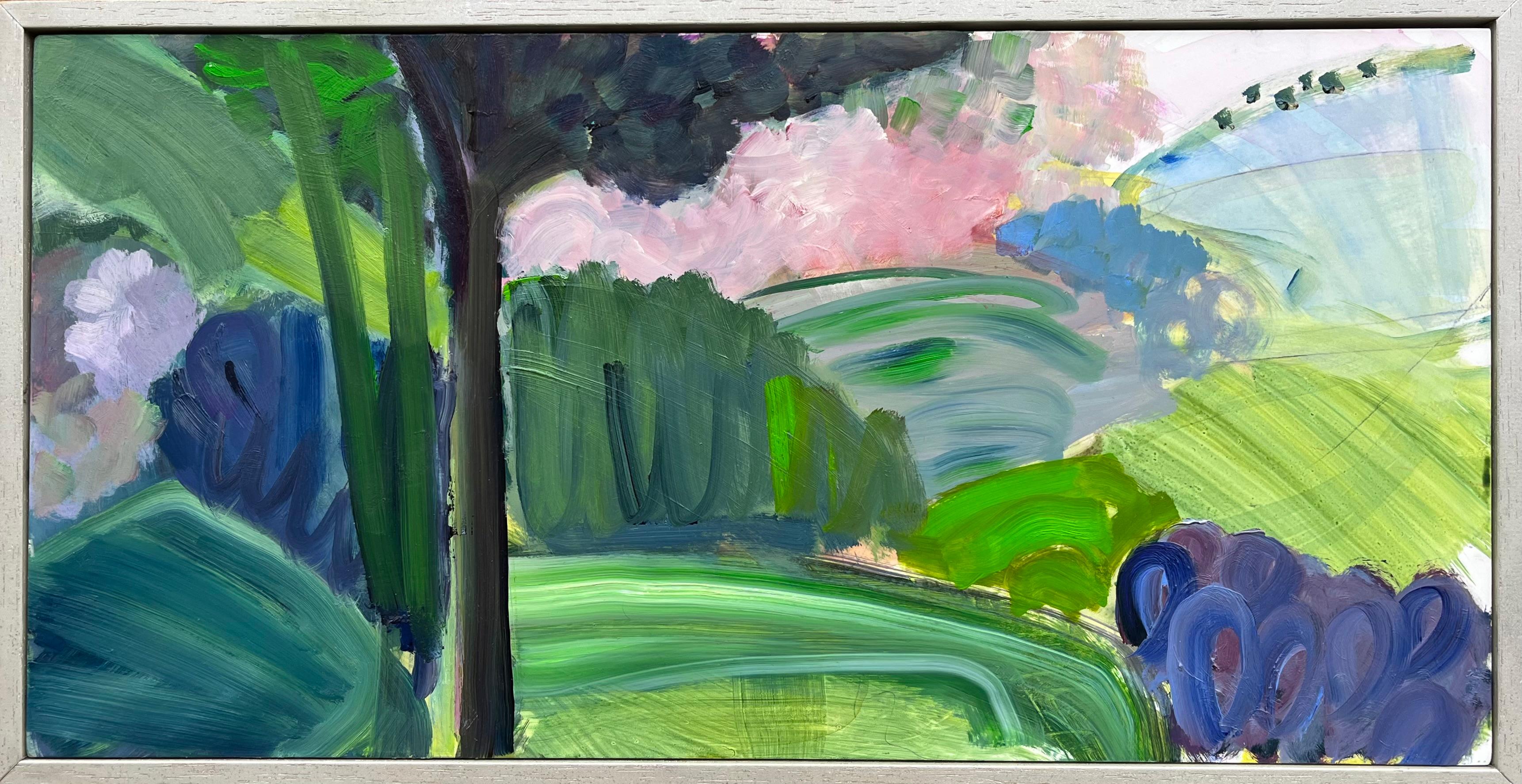 Caroline Hall Abstract Painting - The Bridleway to Stockbridge, modern art, contemporary painting, landscape