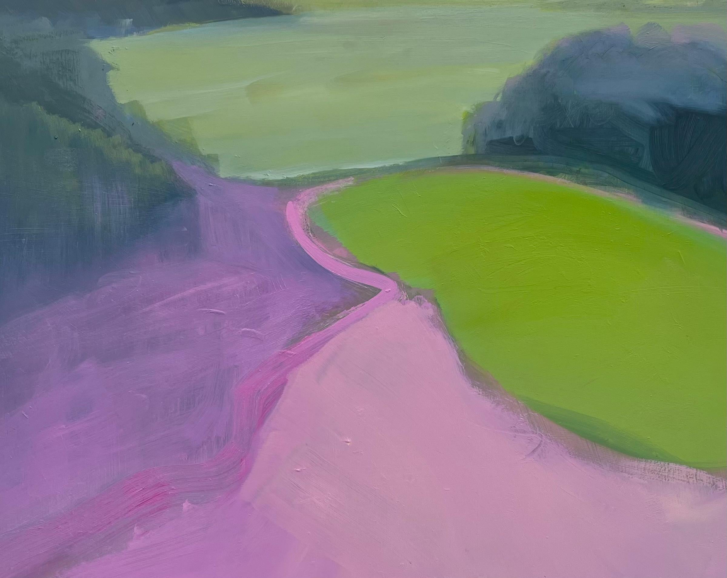 Caroline Hall Landscape Painting - Trelissick. No Horizon.Original painting, Abstract Landscape art, Modern