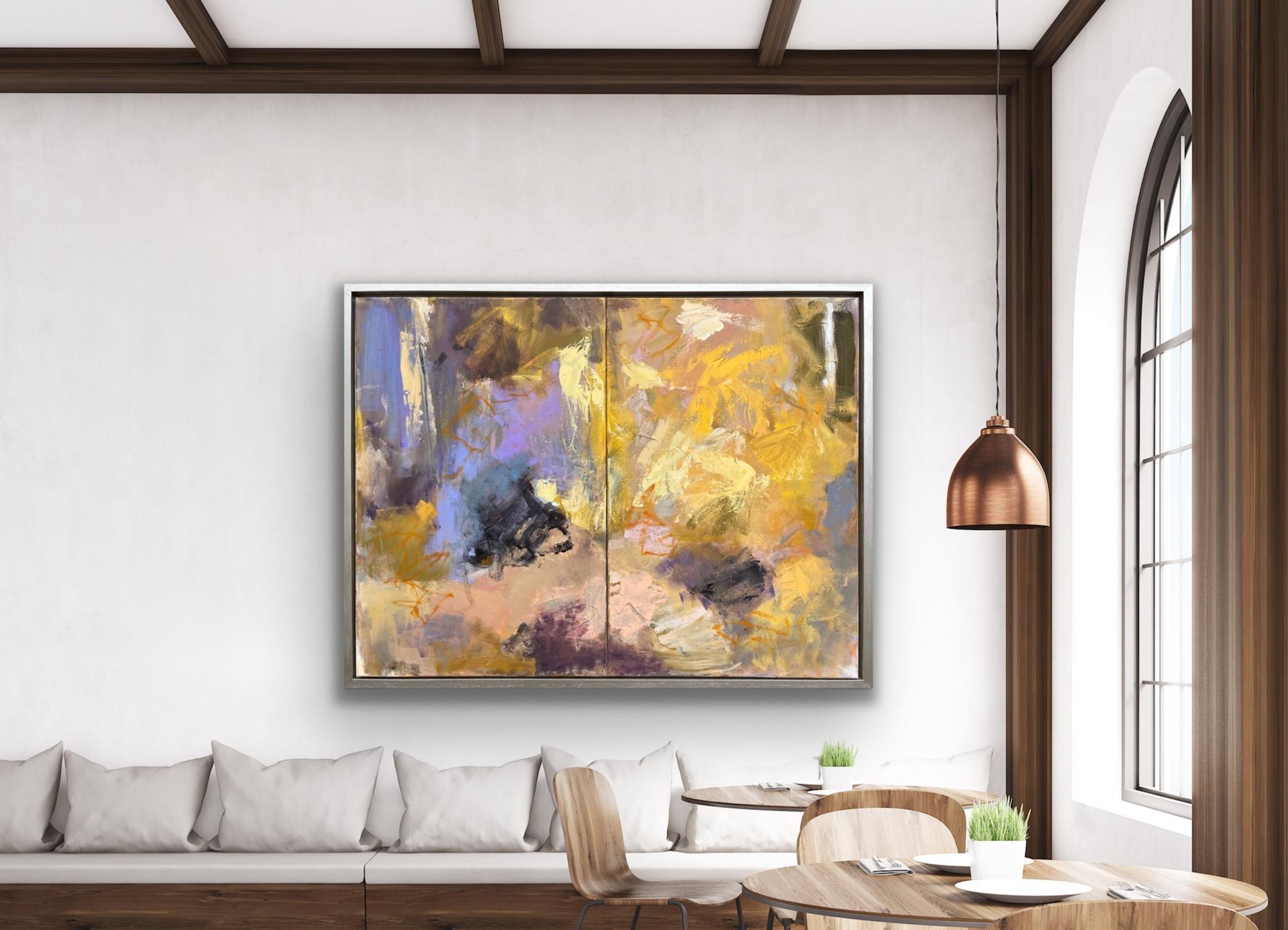 Yosemite 4, California, Original painting, Abstract Expressionism, Yellow art - Painting by Caroline Hall