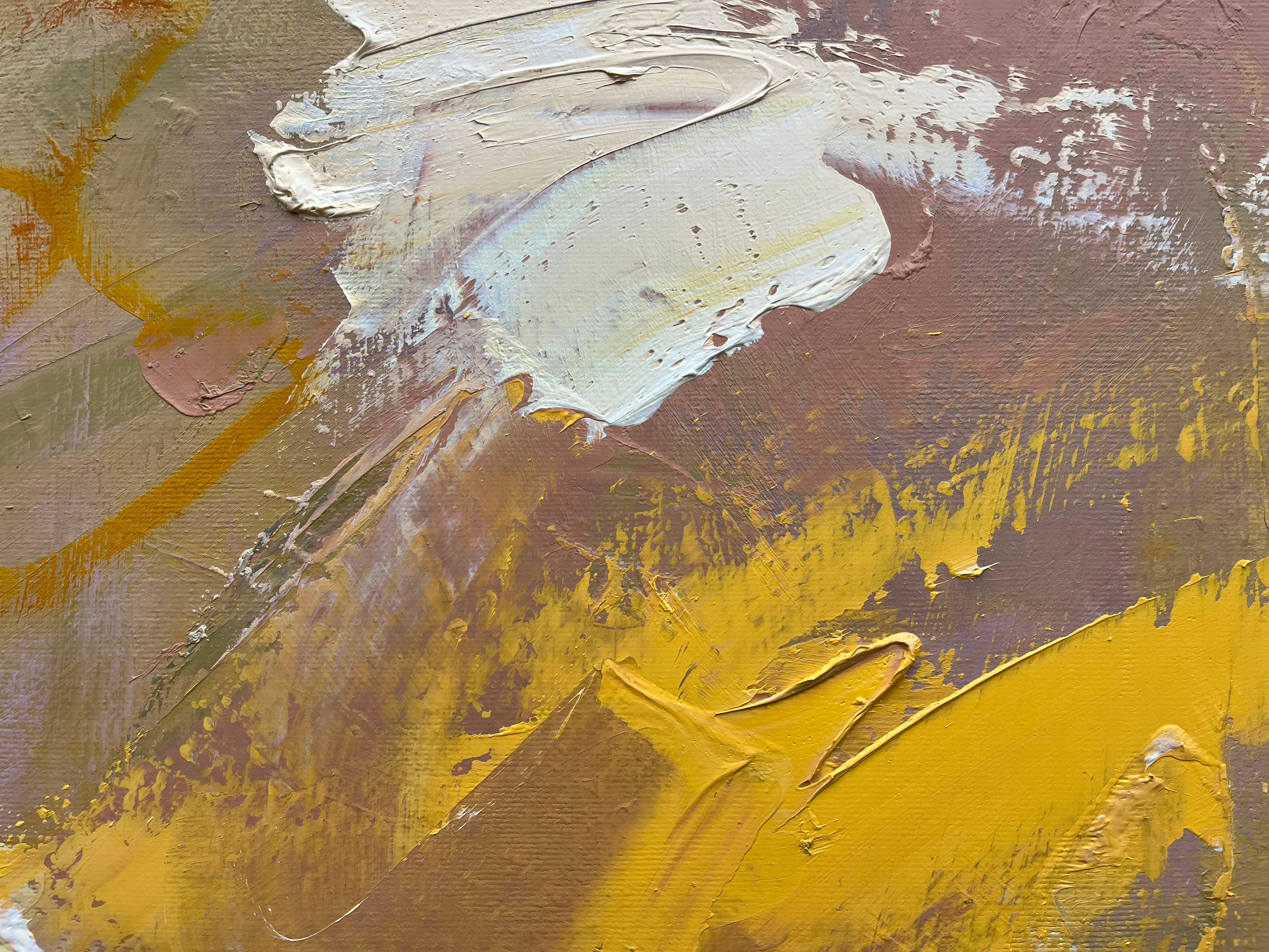 Yosemite 4, Californie, peinture originale, expressionnisme abstrait, art jaune - Jaune Abstract Painting par Caroline Hall