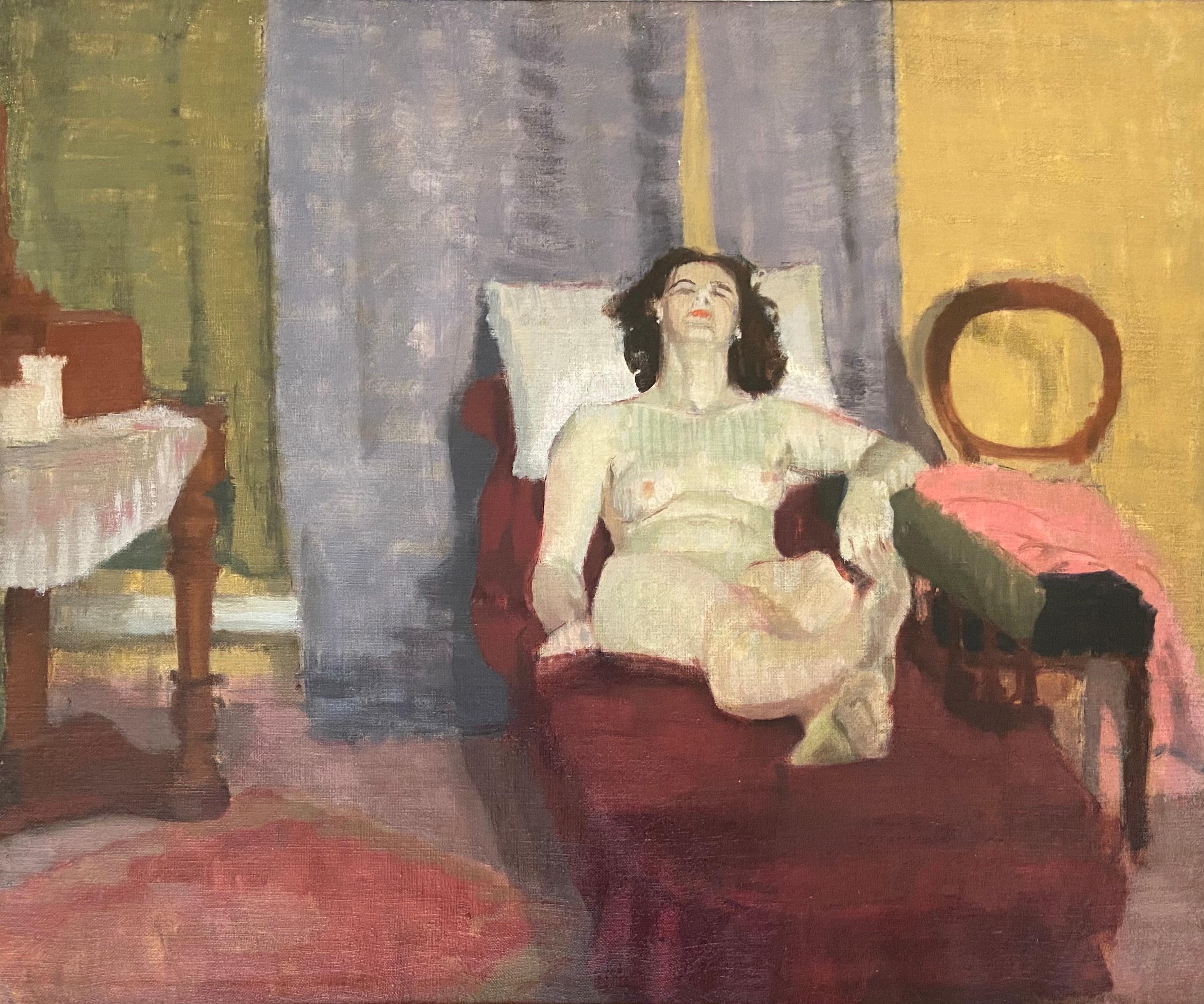 Caroline Hutchinson Nude Painting – Nackt im Schlafzimmer
