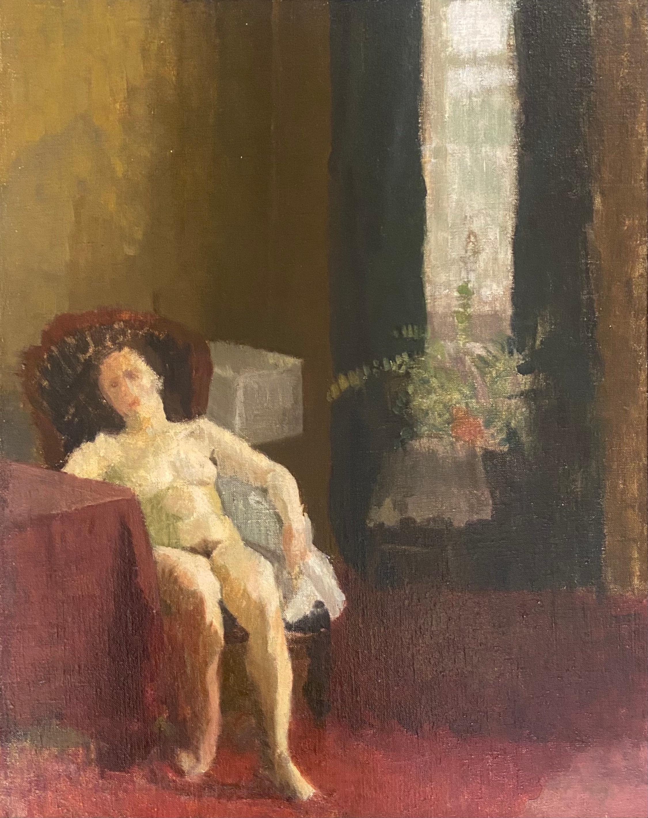Nude Painting di Caroline Hutchinson - Nudo femminile seduto